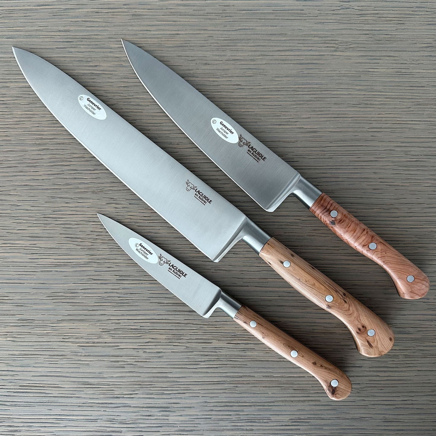Laguiole en Aubrac Handcrafted Kitchen Knife Set, Juniper Wood Handle - LaguioleEnAubracShop