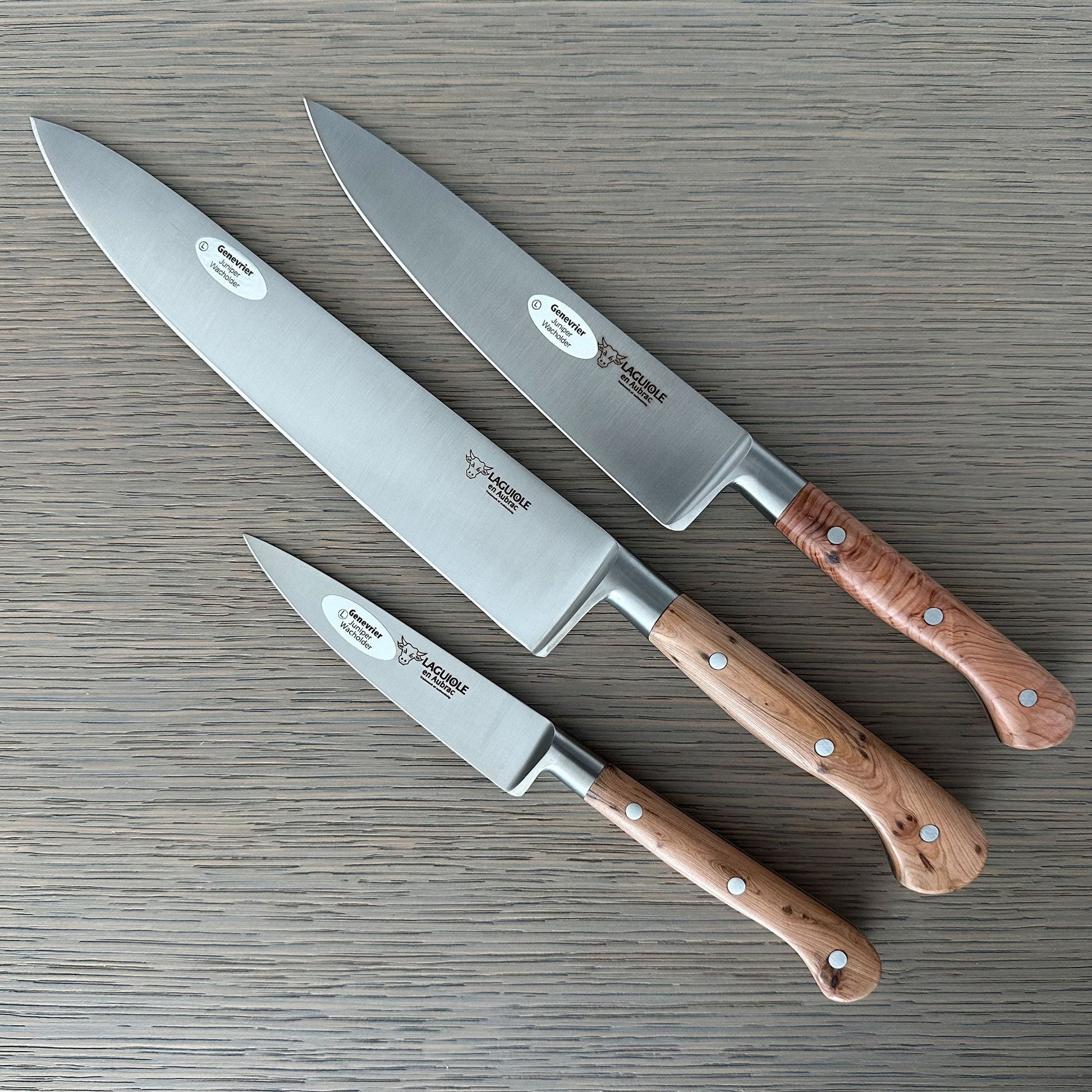Laguiole en Aubrac Handcrafted Kitchen Knife Set, Juniper Wood Handle - LaguioleEnAubracShop