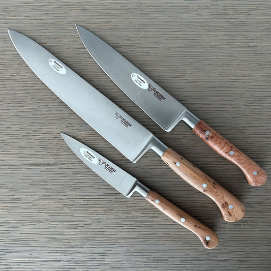 Laguiole en Aubrac Handcrafted Kitchen Knife Set, Juniper Wood Handle - LaguioleEnAubracShop