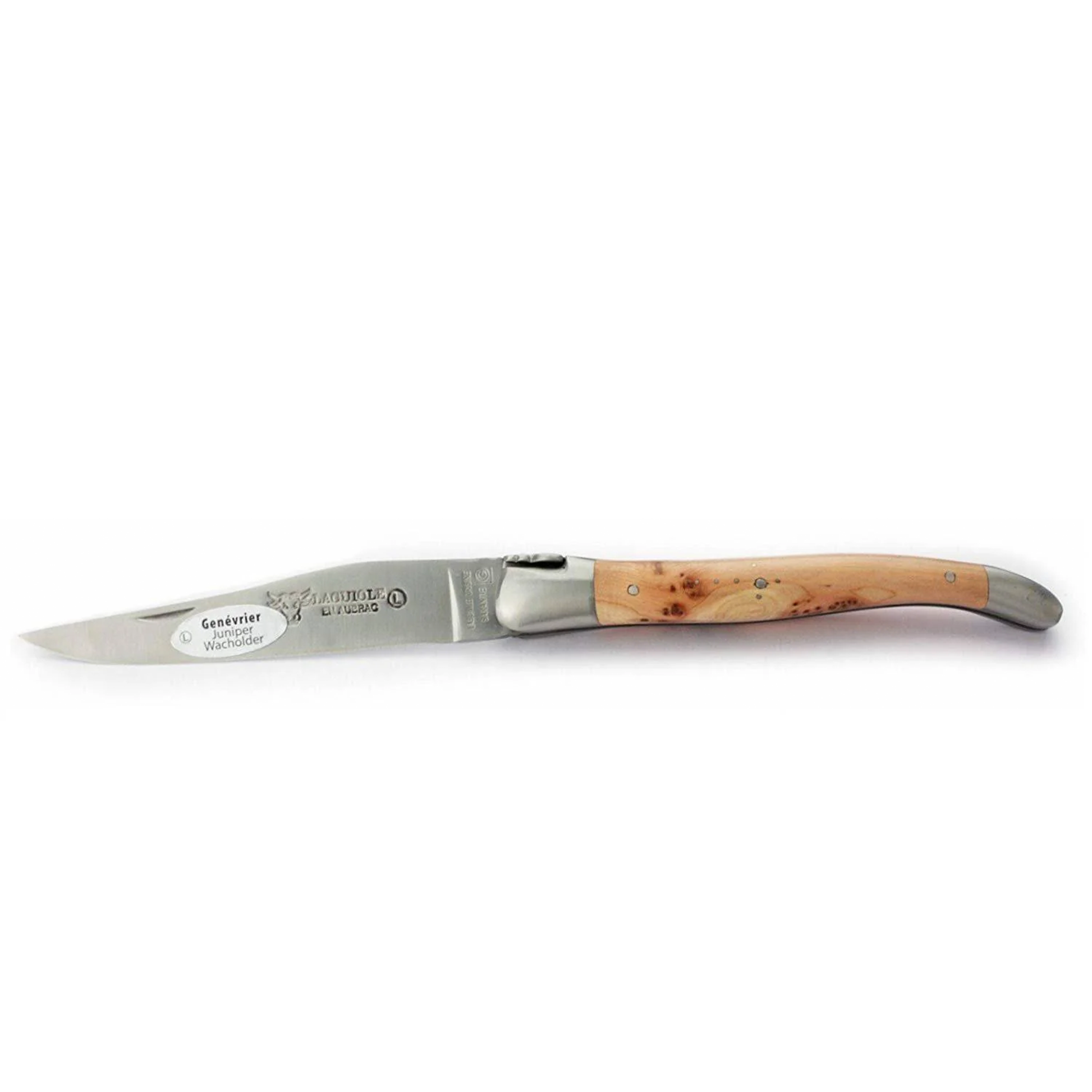 Laguiole en Aubrac Handcrafted Plated Multipurpose Knife, Juniper Wood Handle, 4.75 inches - LaguioleEnAubracShop