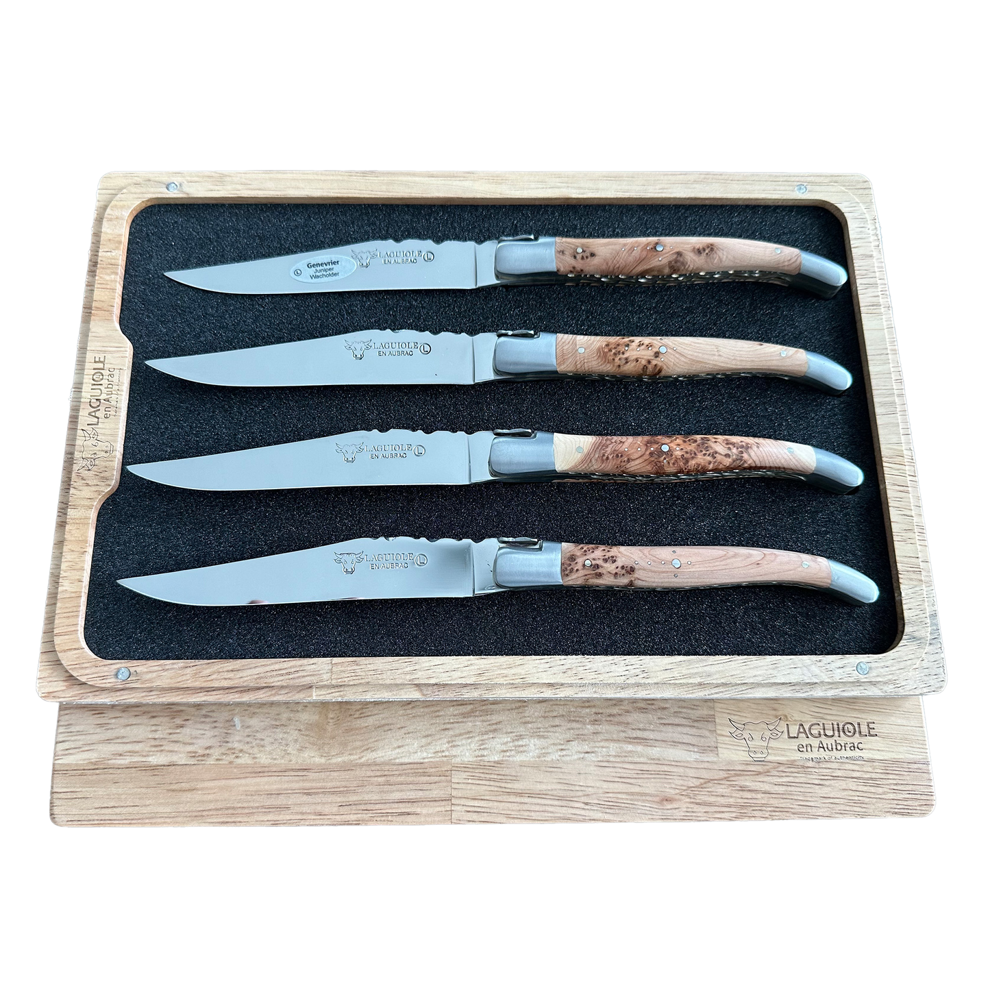 Laguiole en Aubrac Handcrafted Steak & Table Knife Set, Juniper Wood Handle - LaguioleEnAubracShop