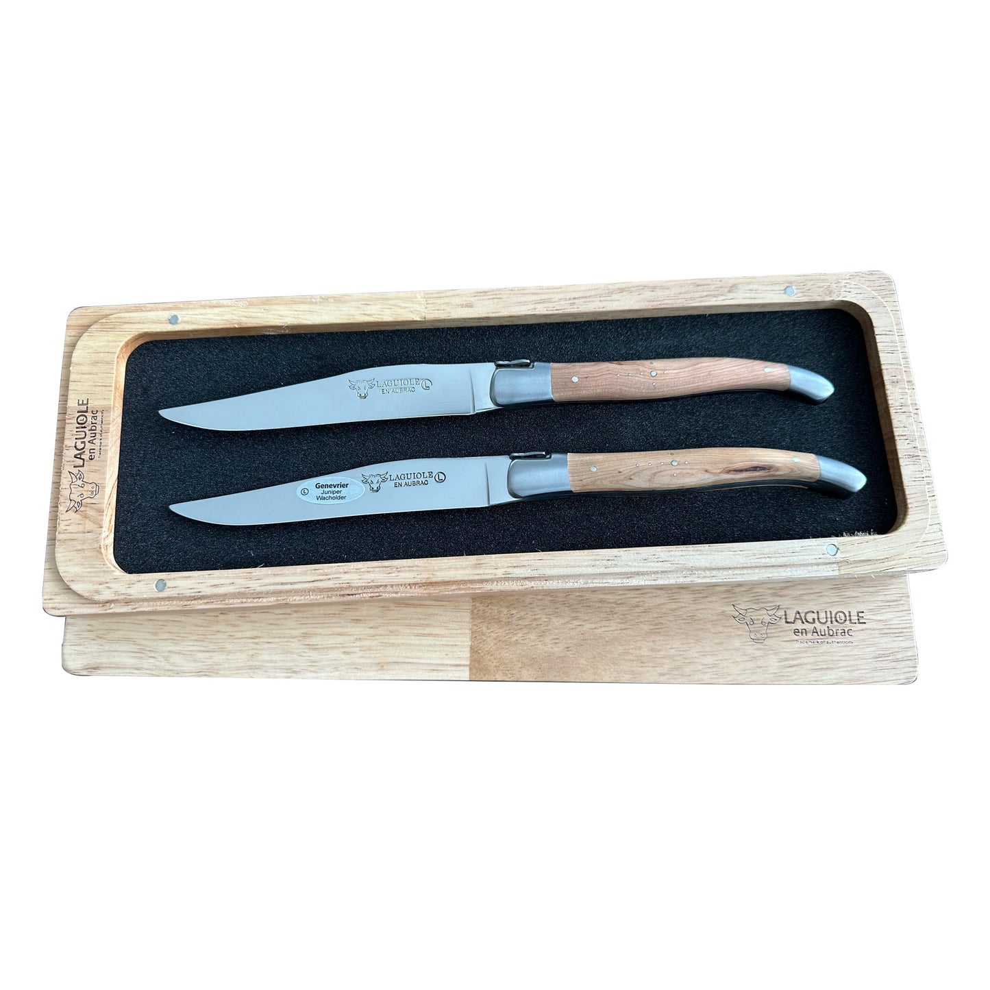 Laguiole en Aubrac Handcrafted Steak & Table Knife Set, Juniper Wood Handle - LaguioleEnAubracShop