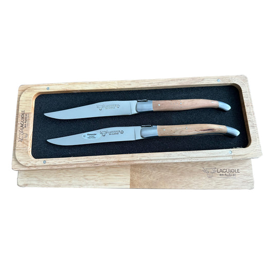 Laguiole en Aubrac Handcrafted Steak & Table Knife Set, Juniper Wood Handle - LaguioleEnAubracShop