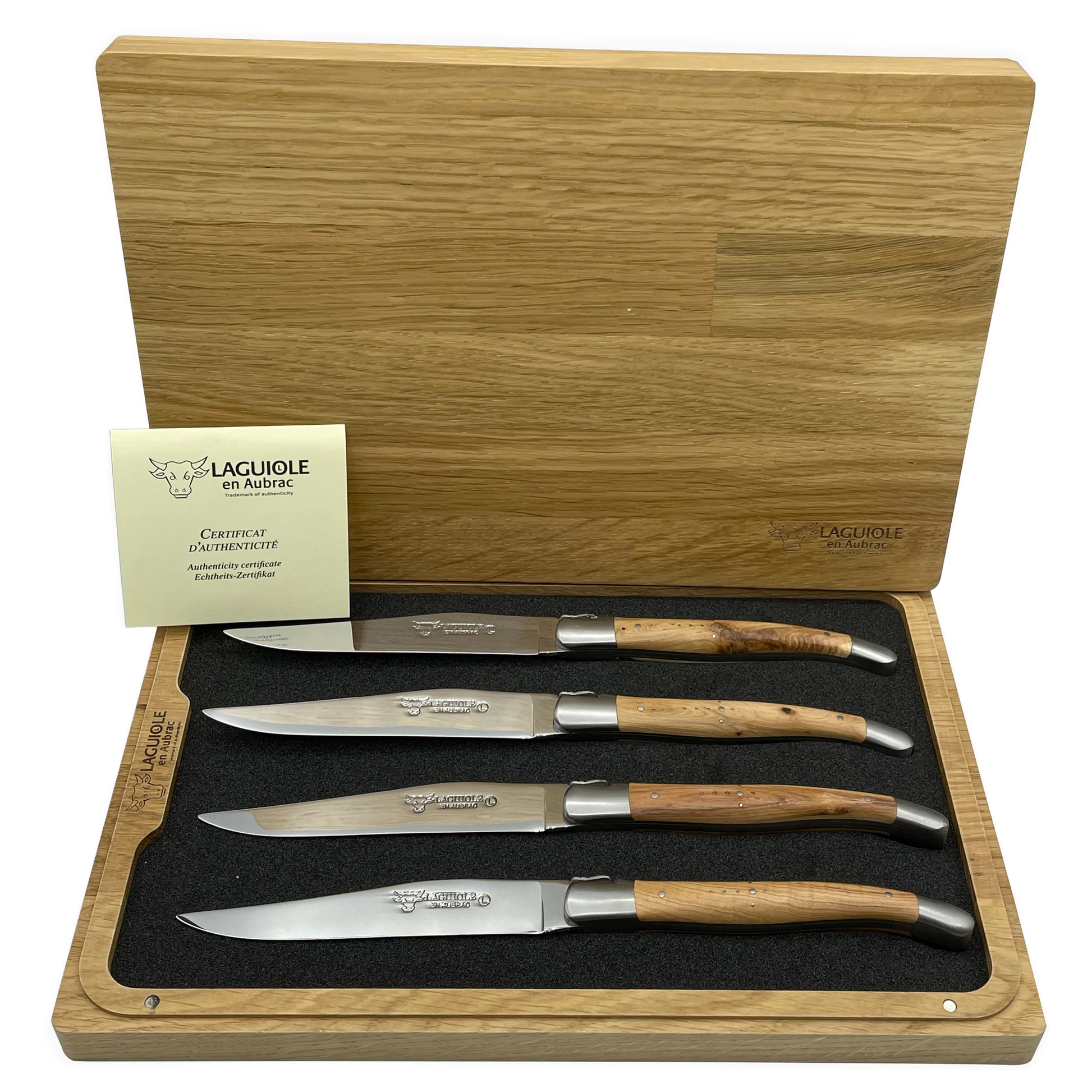 Laguiole en Aubrac Handcrafted Steak & Table Knife Set, Juniper Wood Handle - LaguioleEnAubracShop