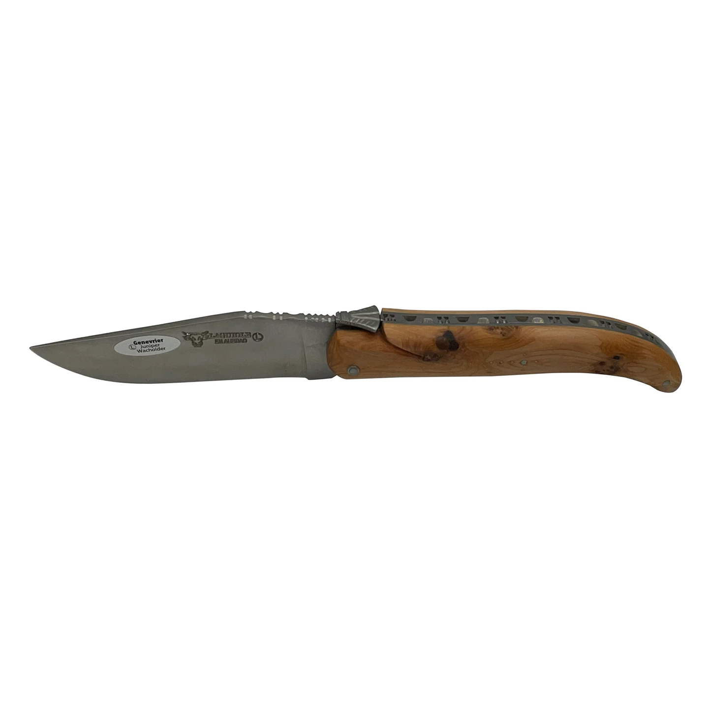 Laguiole en Aubrac 'The Trapper' Handmade Luxury Folding Pocket Knife, 5.5-in / 14cm, Juniper Wood Handle - LaguioleEnAubracShop