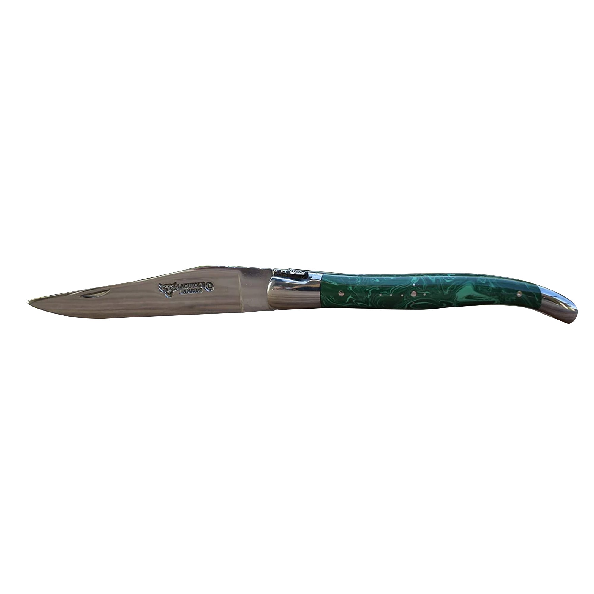 Laguiole en Aubrac Luxury Folding Knife — Malachite, 4.75-in