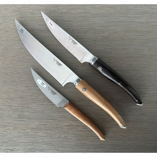 Laguiole en Aubrac Handcrafted Kitchen Knife Set, Mixed Wood Handle - LaguioleEnAubracShop