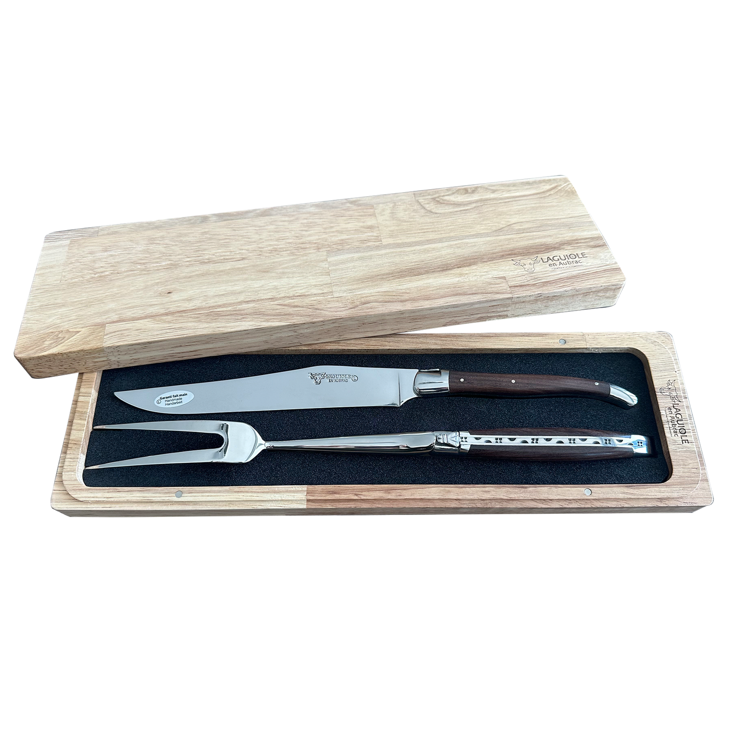 Laguiole en Aubrac Handcrafted Carving Set, Morado Rosewood Handle - LaguioleEnAubracShop