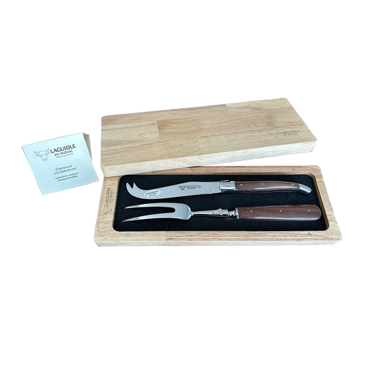 Laguiole en Aubrac Handcrafted Cheese Knife Set, Morado Rosewood Handle - LaguioleEnAubracShop