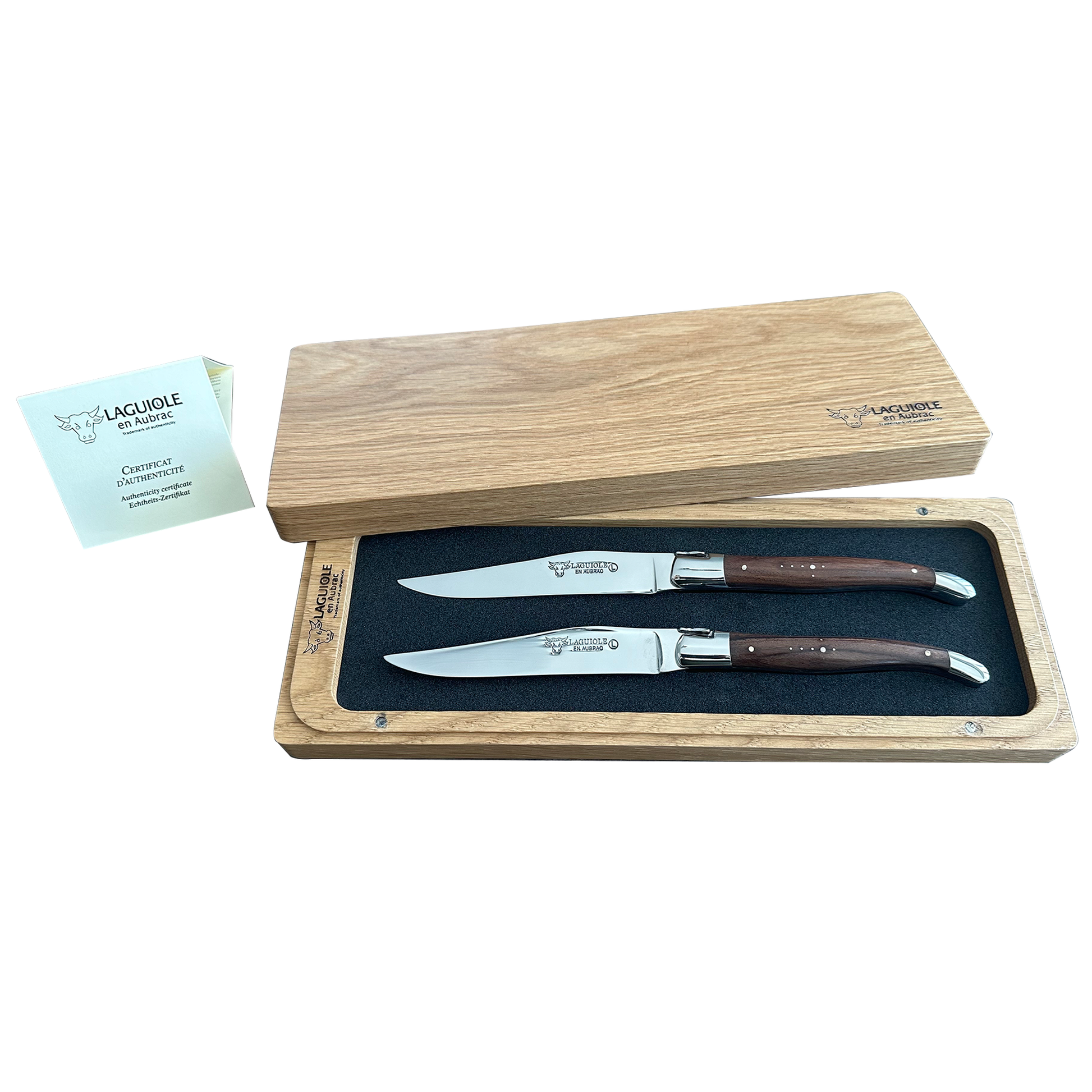 Laguiole en Aubrac Handcrafted Steak & Table Knife Set, Morado Rosewood Handle - LaguioleEnAubracShop