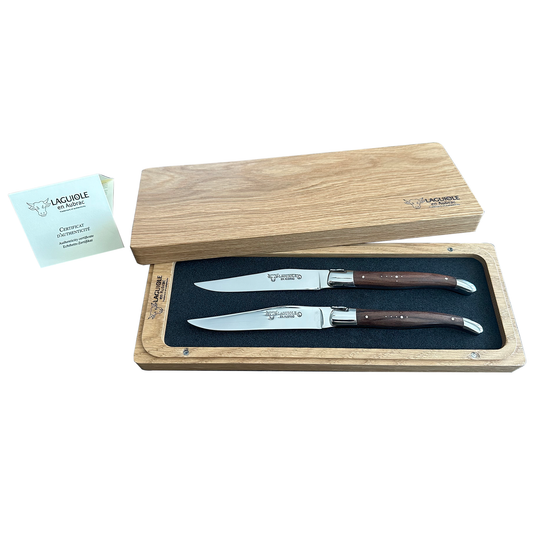 Laguiole en Aubrac Handcrafted Steak & Table Knife Set, Morado Rosewood Handle - LaguioleEnAubracShop