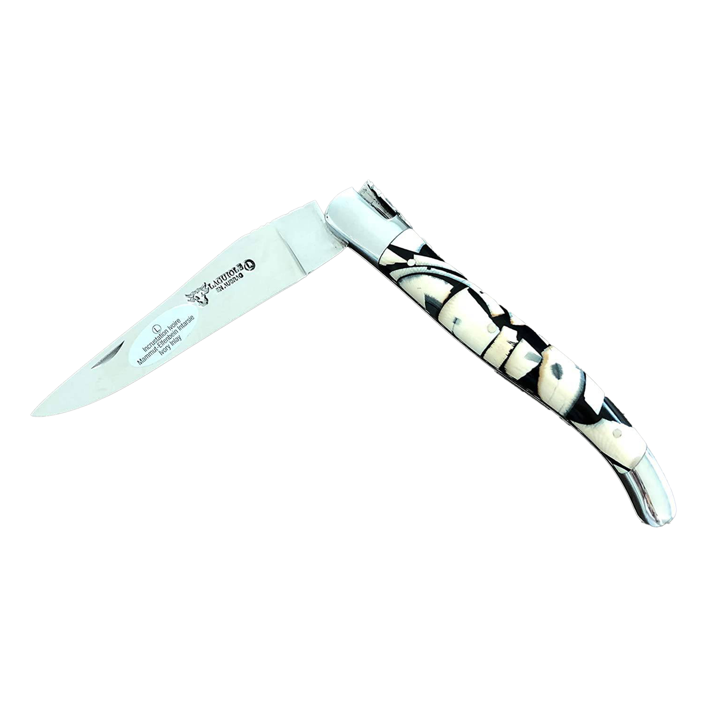 Laguiole en Aubrac Handcrafted Double Plates Multipurpose Knife, Nougatine Handle, 4.75 inches - LaguioleEnAubracShop