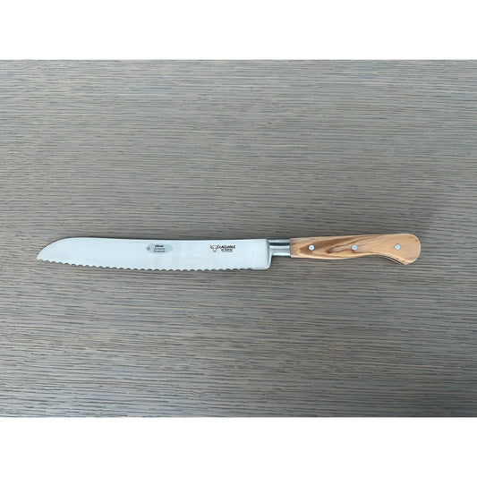 Laguiole en Aubrac Handcrafted Bread Knife, Olive Wood Handle, 8-in - LaguioleEnAubracShop