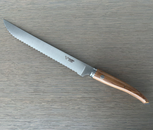 Laguiole en Aubrac Handcrafted Bread Knife, Olive Wood Handle, 9-in - LaguioleEnAubracShop