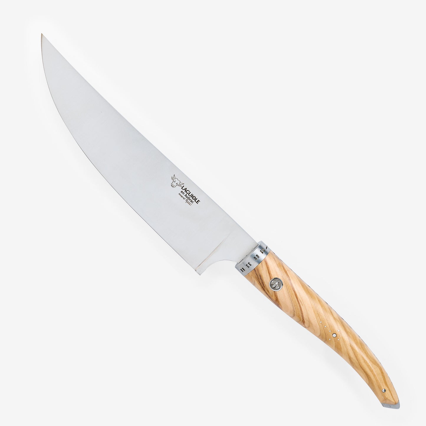 Laguiole en Aubrac Handcrafted Chef's Knife, Olive Wood Handle, 7-in - LaguioleEnAubracShop