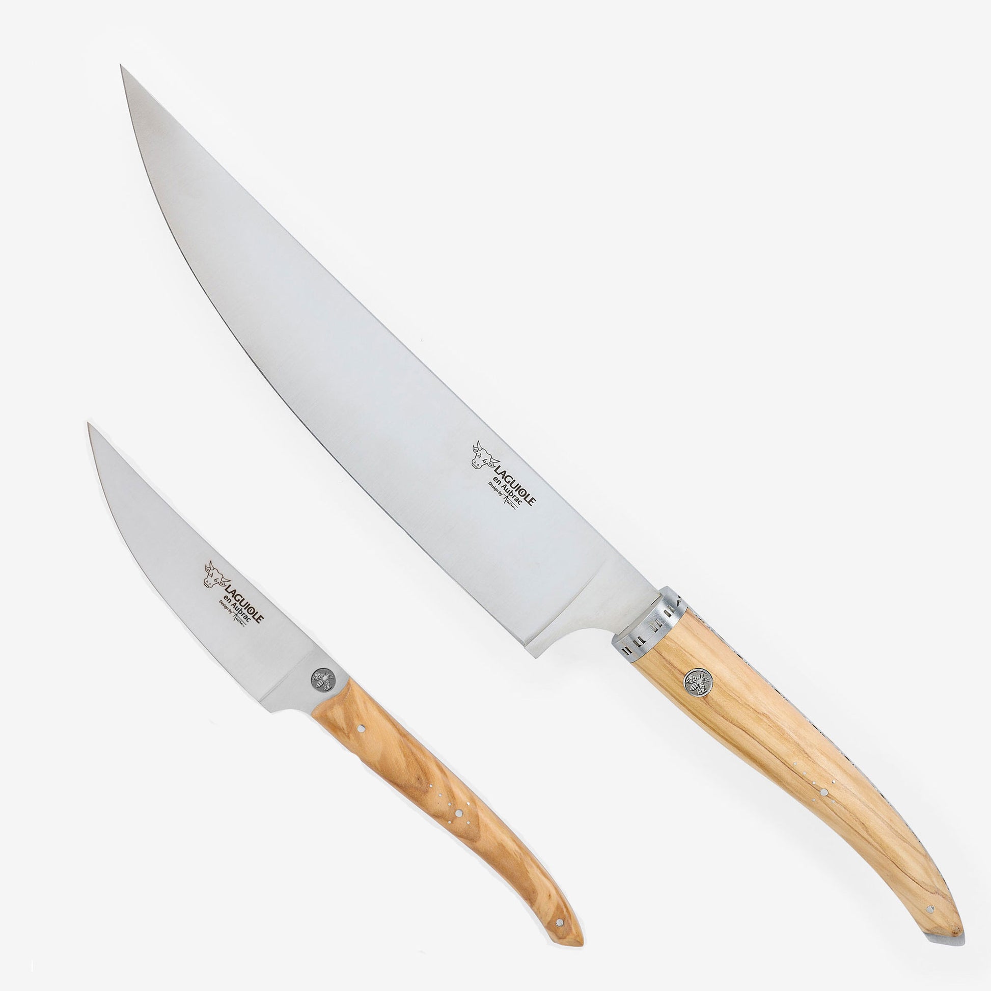 Laguiole en Aubrac Handcrafted Kitchen Knife Set, Olive Wood Handle - LaguioleEnAubracShop