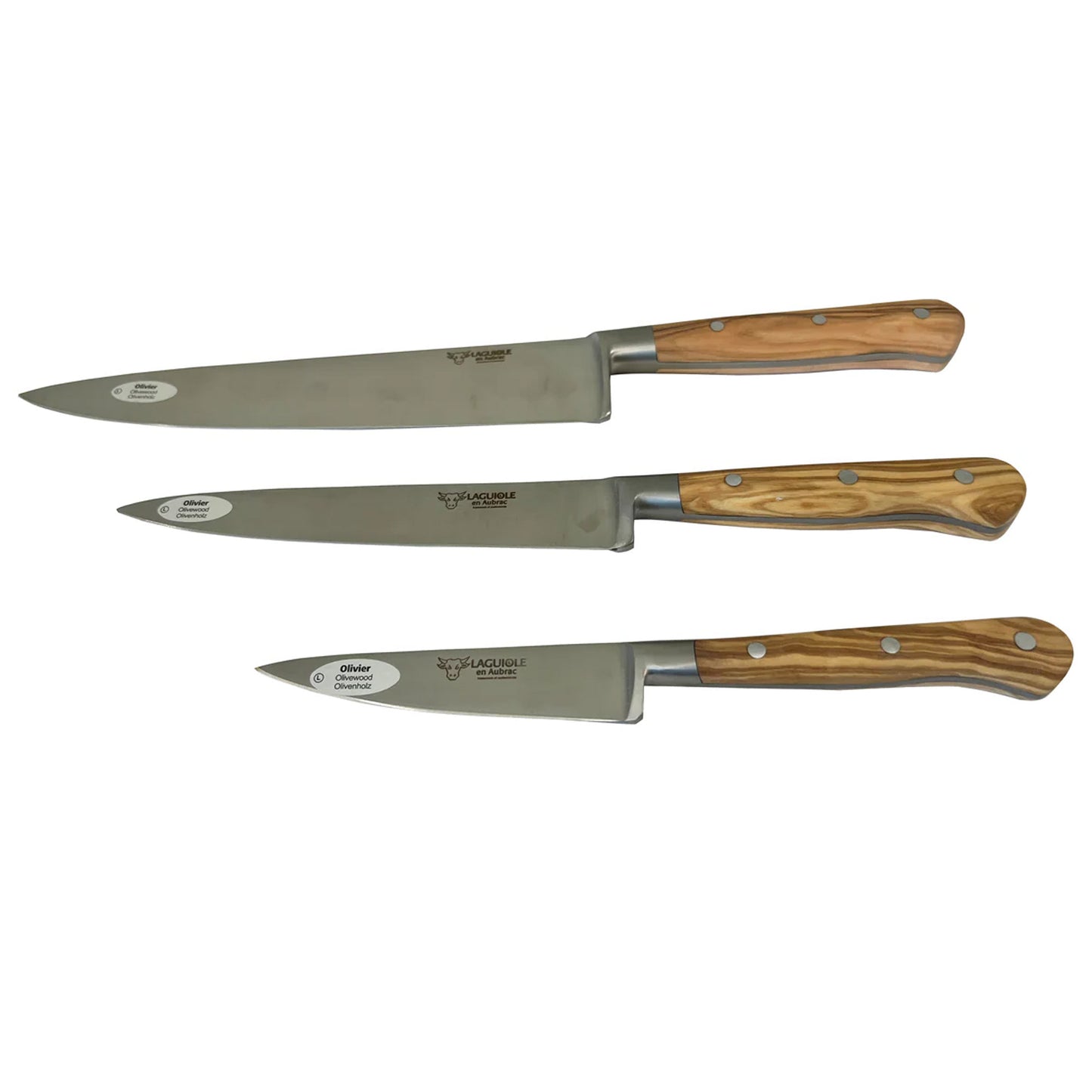 Laguiole en Aubrac Handcrafted Kitchen Knife Set, Olive Wood Handle - LaguioleEnAubracShop