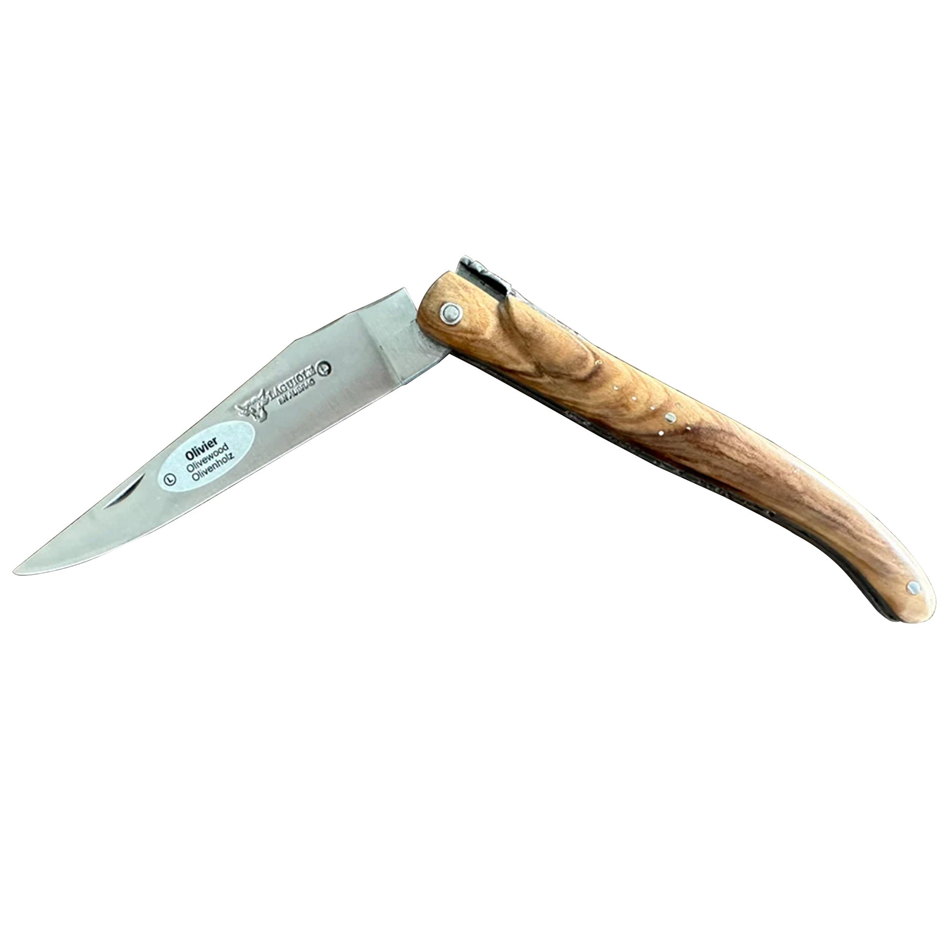 Laguiole en Aubrac Luxury Handcrafted Plated Multipurpose Knife, Full Olivewood Handle, 4.75-Inches - LaguioleEnAubracShop