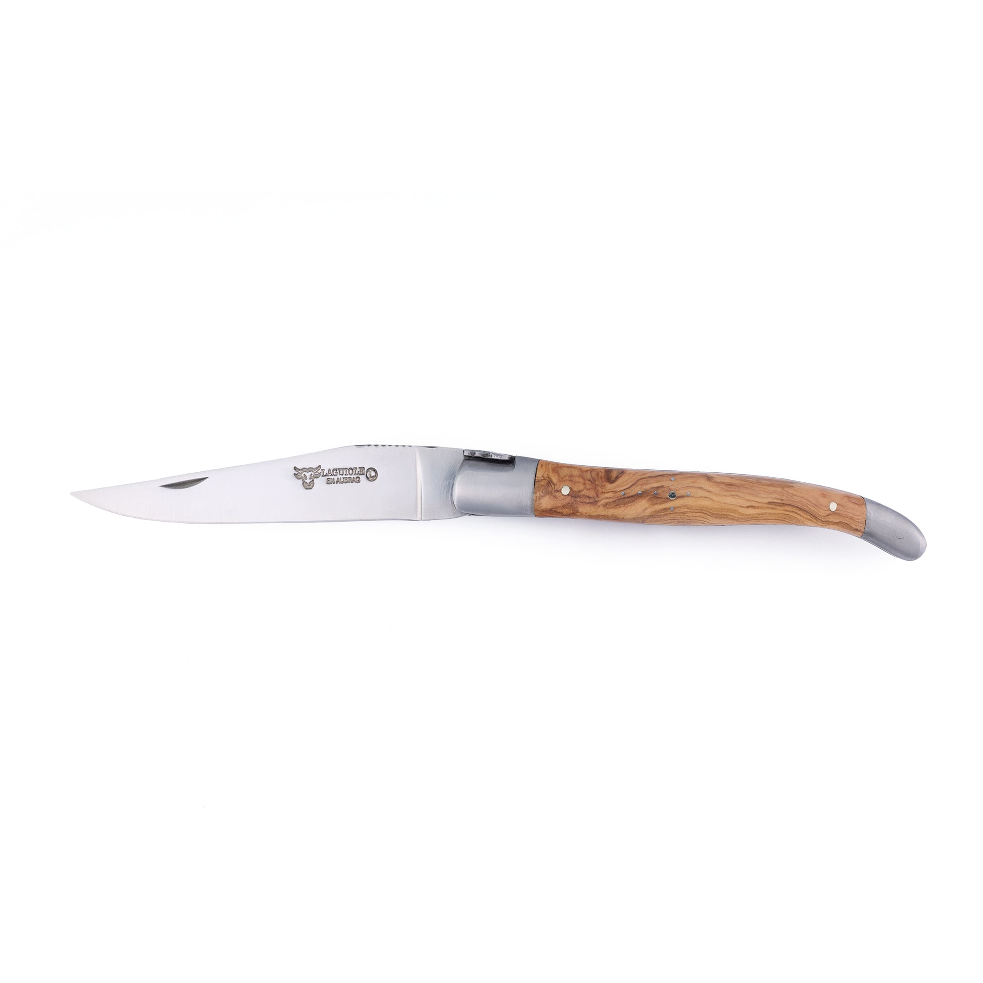 Laguiole en Aubrac Double Plated Folding Knife with Olivewood Handle, 4.75" - LaguioleEnAubracShop
