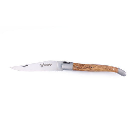 Laguiole en Aubrac Double Plated Folding Knife with Olivewood Handle, 4.75" - LaguioleEnAubracShop