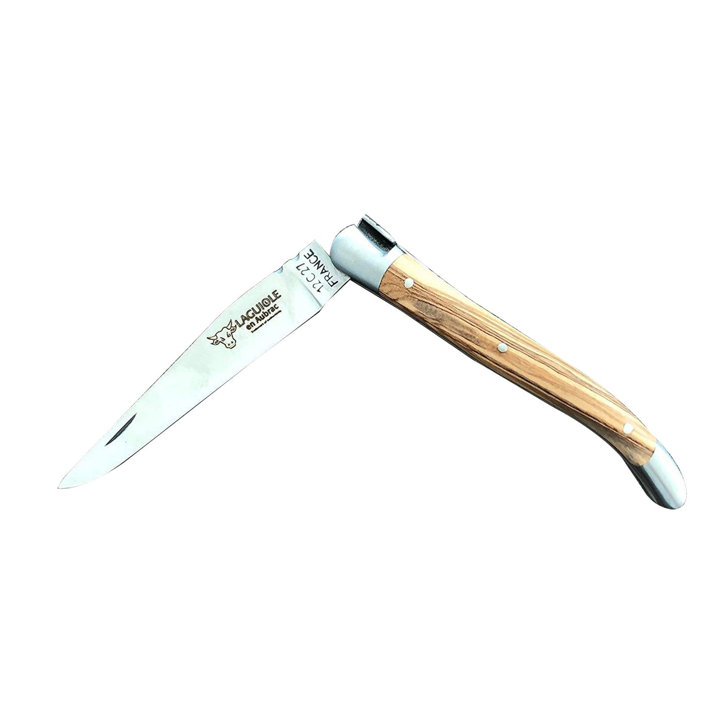 Laguiole en Aubrac Handcrafted Plated Multipurpose Knife, Olivewood Handle, 3.5 inches - LaguioleEnAubracShop