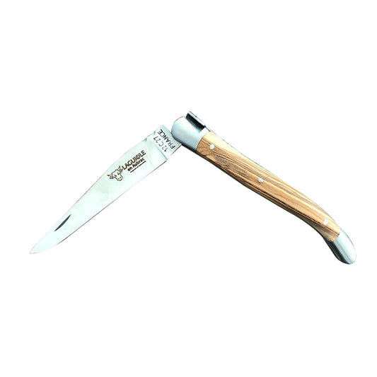 Laguiole en Aubrac Handcrafted Plated Multipurpose Knife, Olivewood Handle, 3.5 inches - LaguioleEnAubracShop