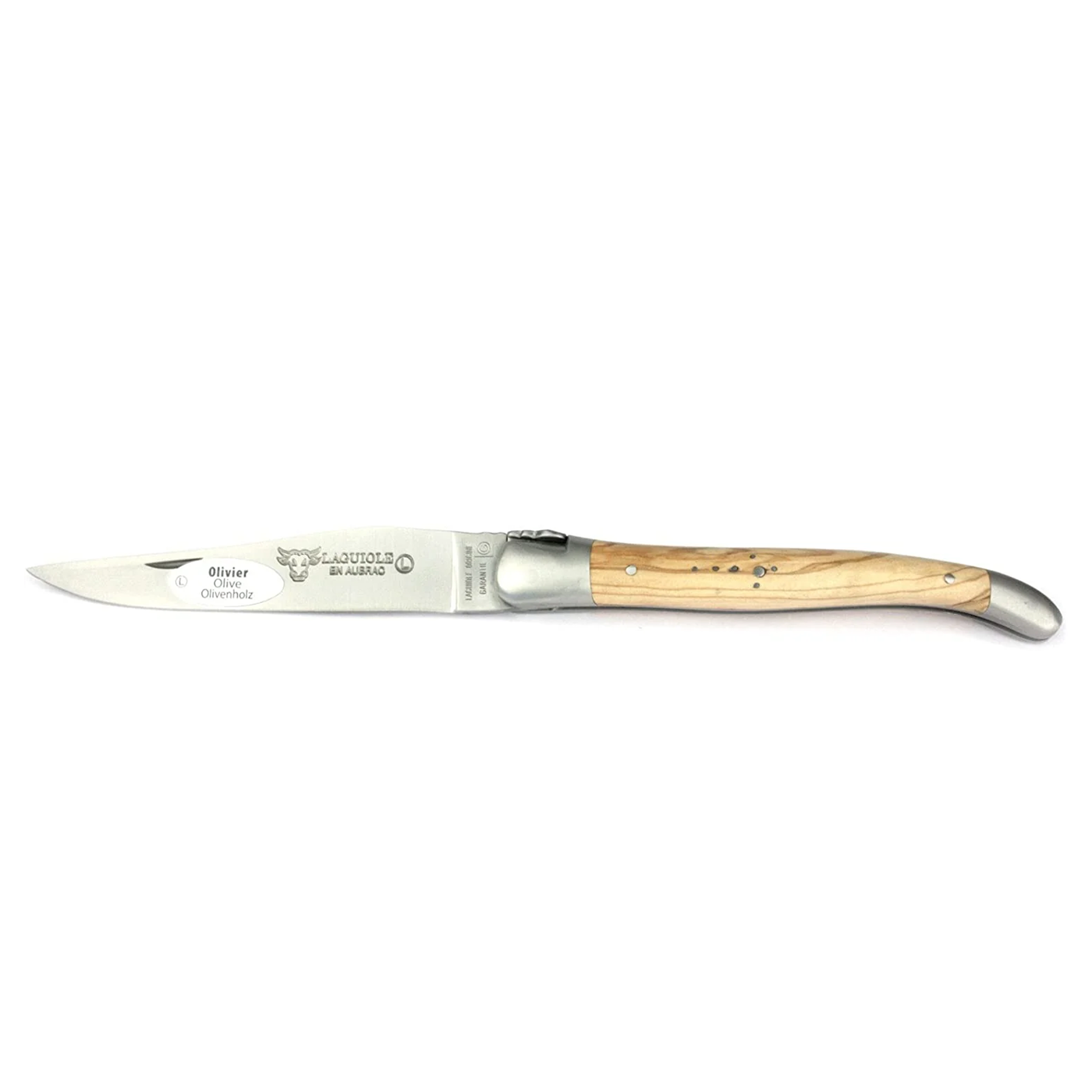Laguiole en Aubrac Handcrafted Plate Multipurpose Knife, Olivewood Handle, 4.75 inches - LaguioleEnAubracShop