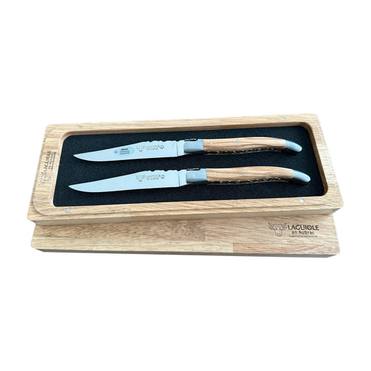 Laguiole en Aubrac Handcrafted Steak & Table Knife Set, Olivewood Handle - LaguioleEnAubracShop