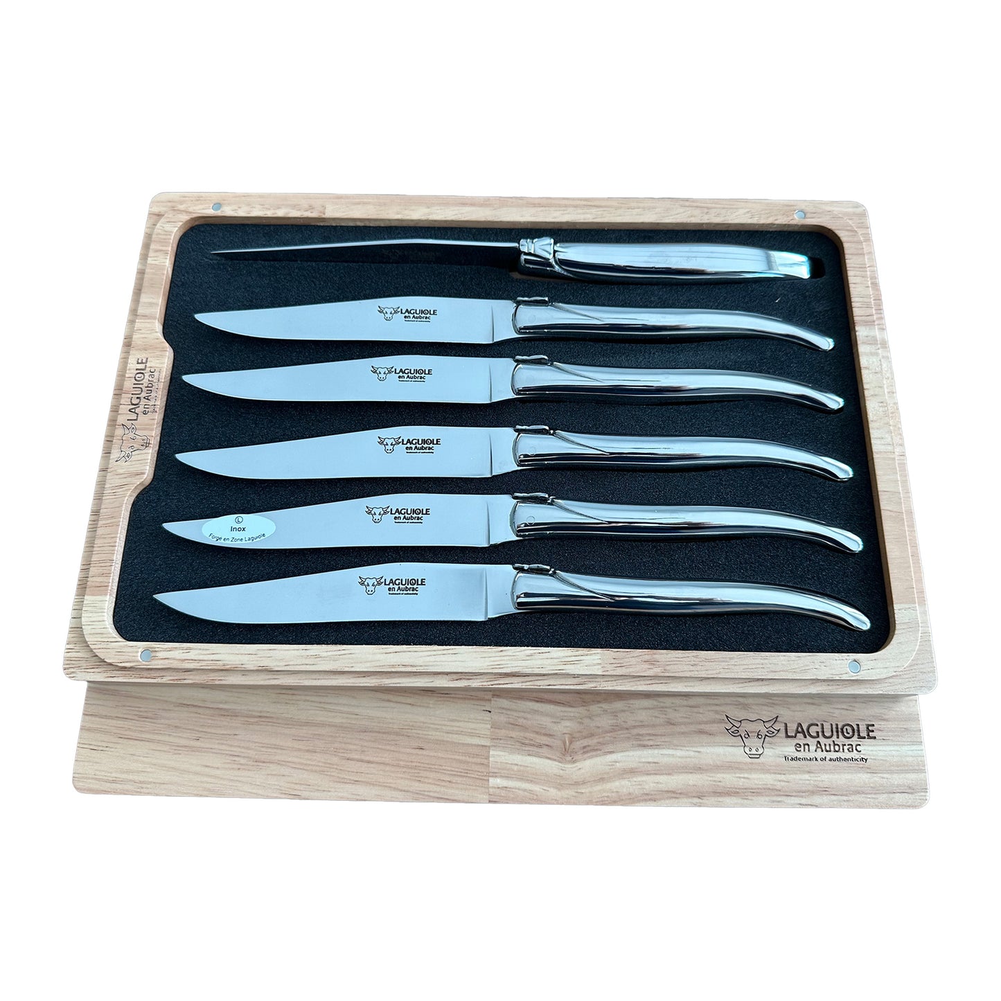 Laguiole en Aubrac Handcrafted Steak & Table Knife Set, Polished Stainless Handle - LaguioleEnAubracShop
