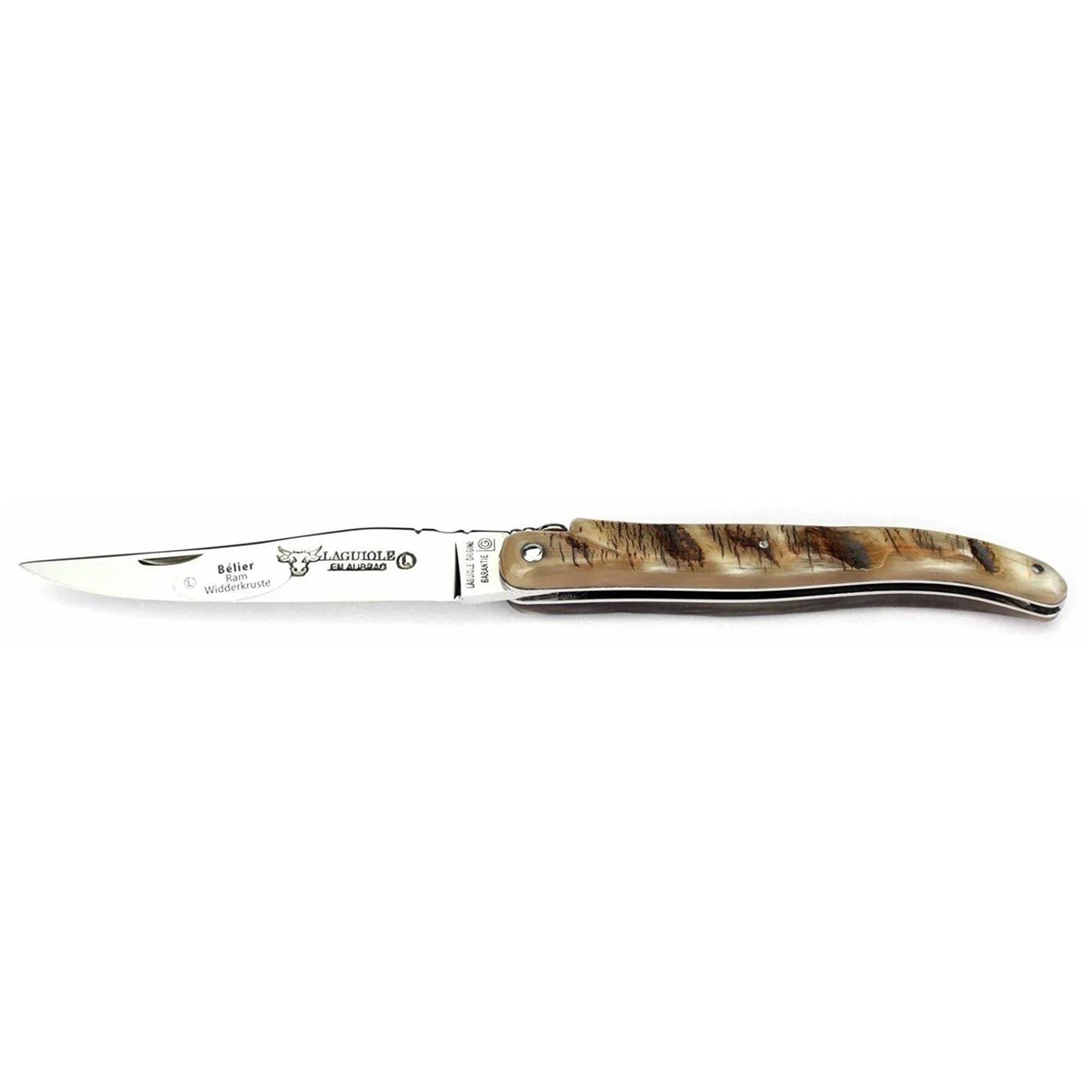 Laguiole en Aubrac Handcrafted Plated Multipurpose Knife, Full Ram Crust Handle, 4.75 inches - LaguioleEnAubracShop