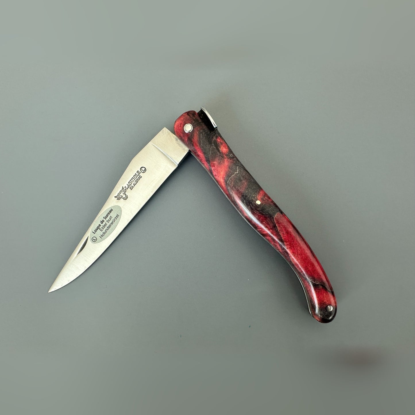 Laguiole en Aubrac Folding Knife Cosmos Big Bang Bee, Red Fire Elder Burl