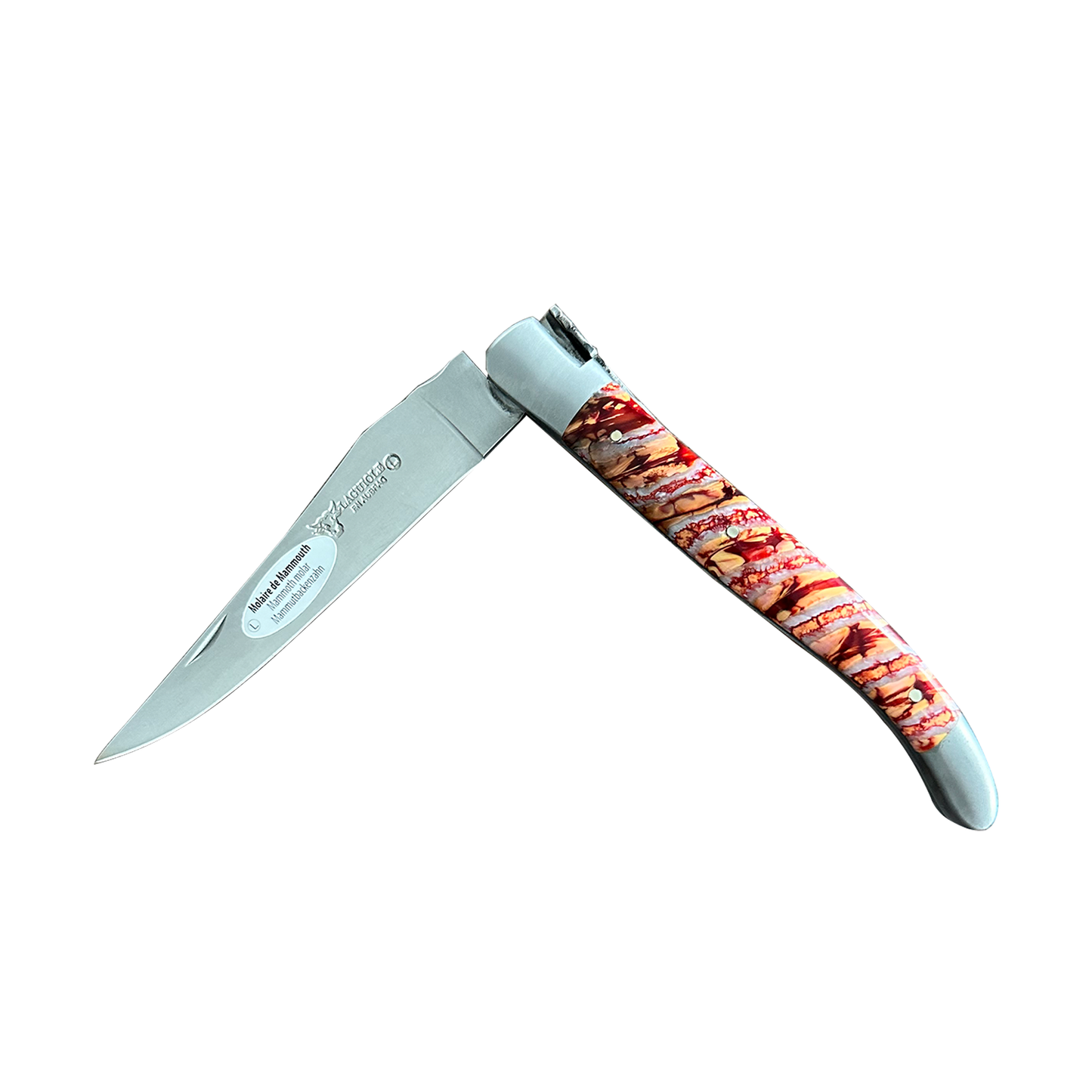 Laguiole en Aubrac Handcrafted Luxury Double Plated Multipurpose Knife with Red Mollar Handle,Brushed Bolsters, 4.75-inches - LaguioleEnAubracShop