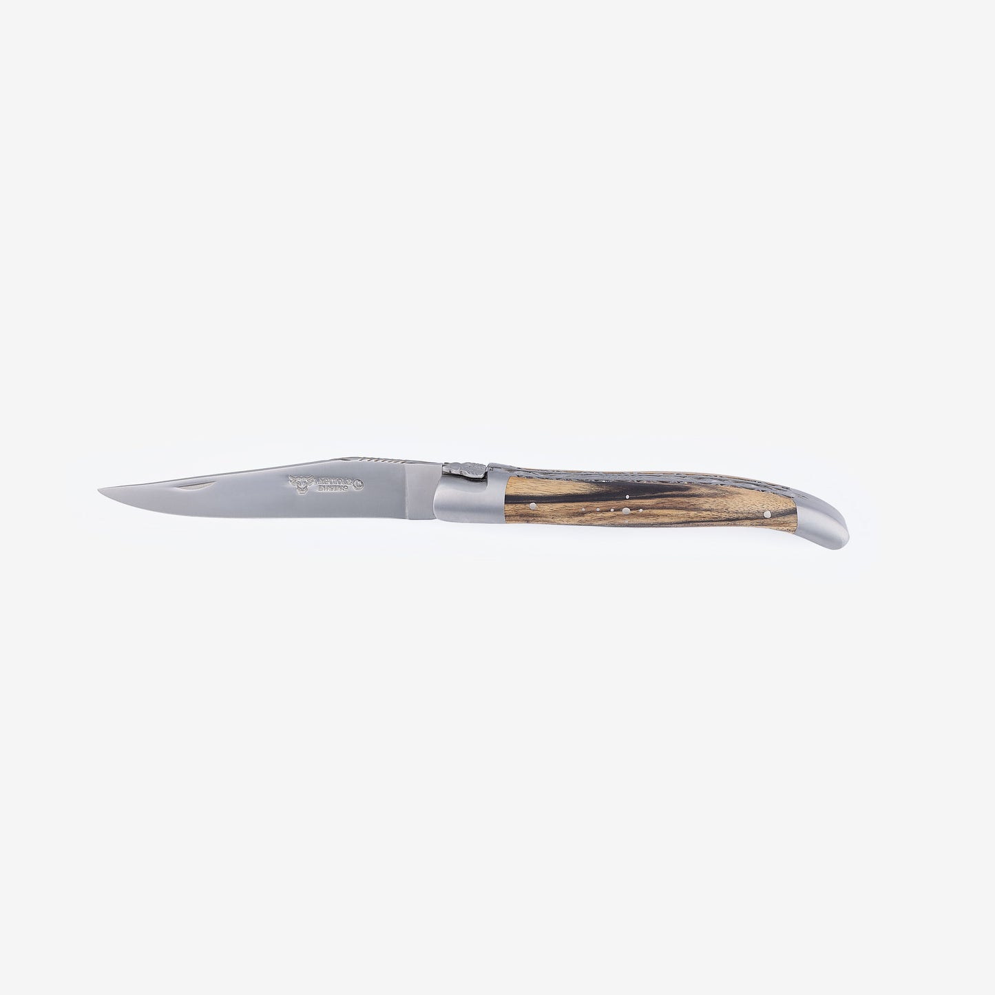 Laguiole en Aubrac Brushed Handcrafted Luxury Double Plates Multipurpose Knife with Royal Ebony Handle,  4.75-inches - LaguioleEnAubracShop