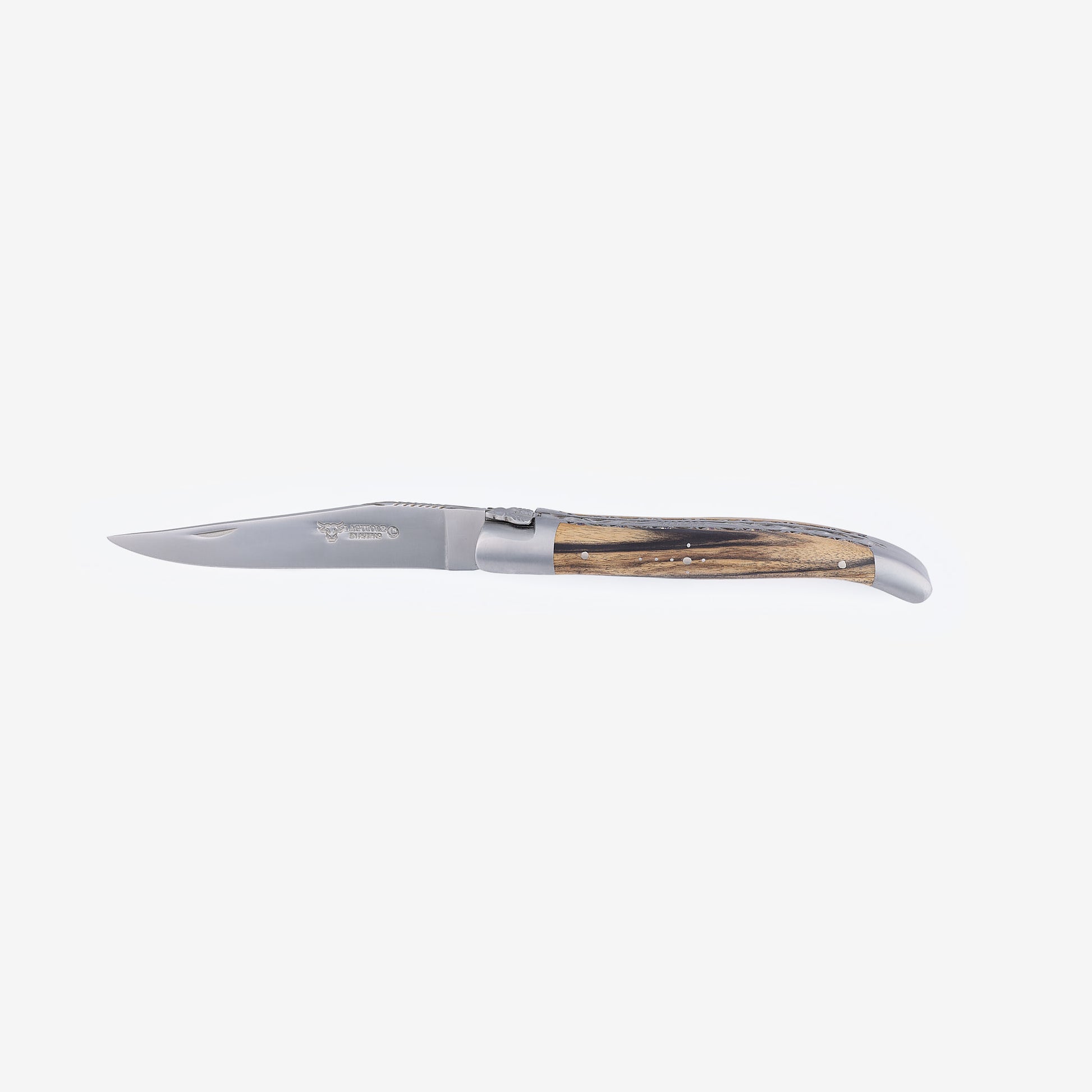 Laguiole en Aubrac Brushed Handcrafted Luxury Double Plates Multipurpose Knife with Royal Ebony Handle,  4.75-inches - LaguioleEnAubracShop