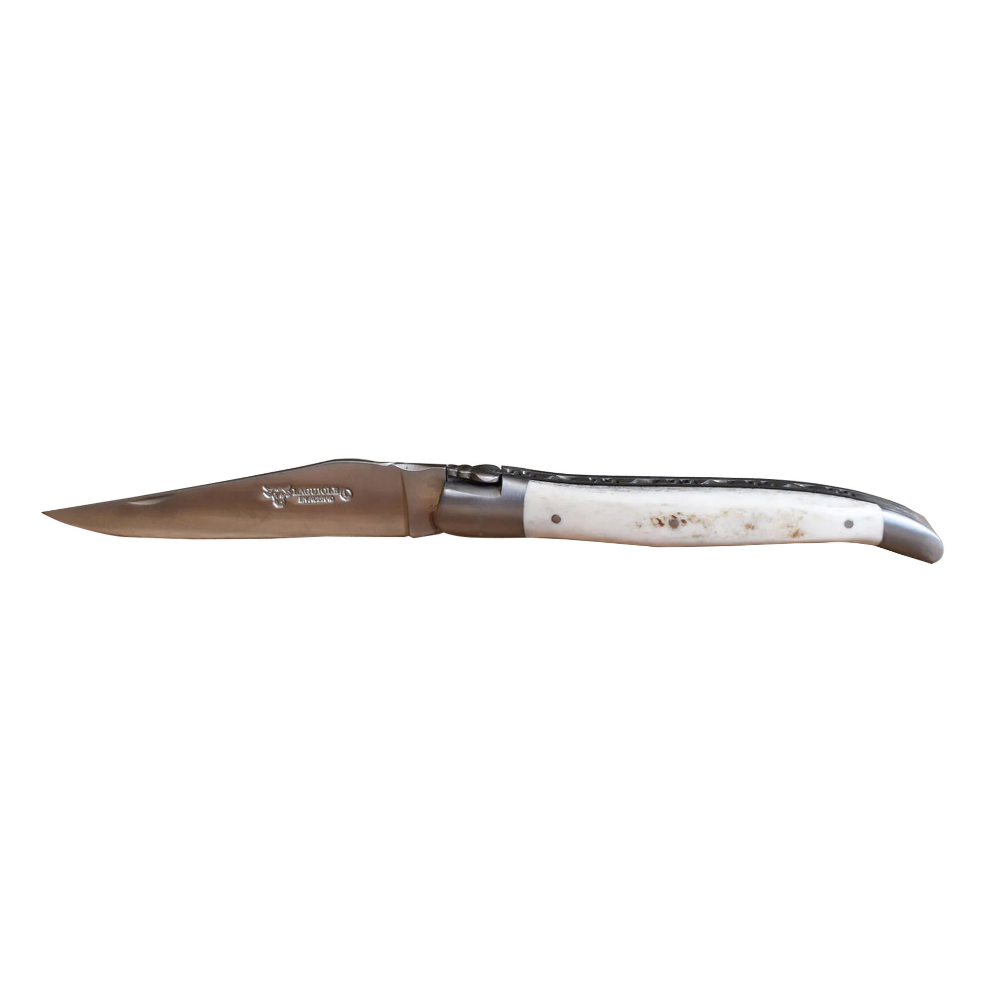 Laguiole en Aubrac Handcrafted Plates Multipurpose  Knife, Sheep Crust Handle, 4.75 inches - LaguioleEnAubracShop