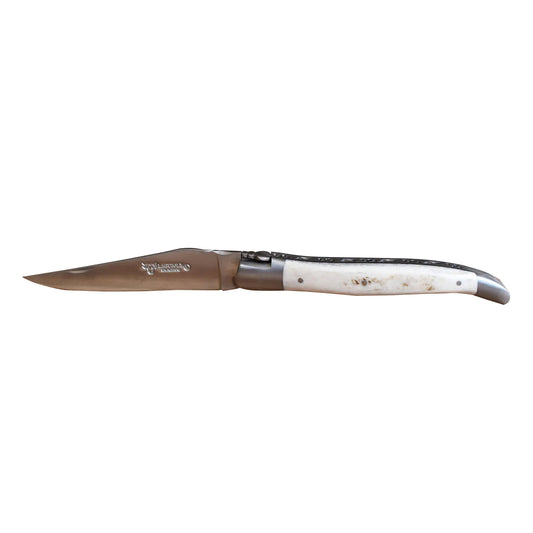Laguiole en Aubrac Handcrafted Plates Multipurpose  Knife, Sheep Crust Handle, 4.75 inches - LaguioleEnAubracShop
