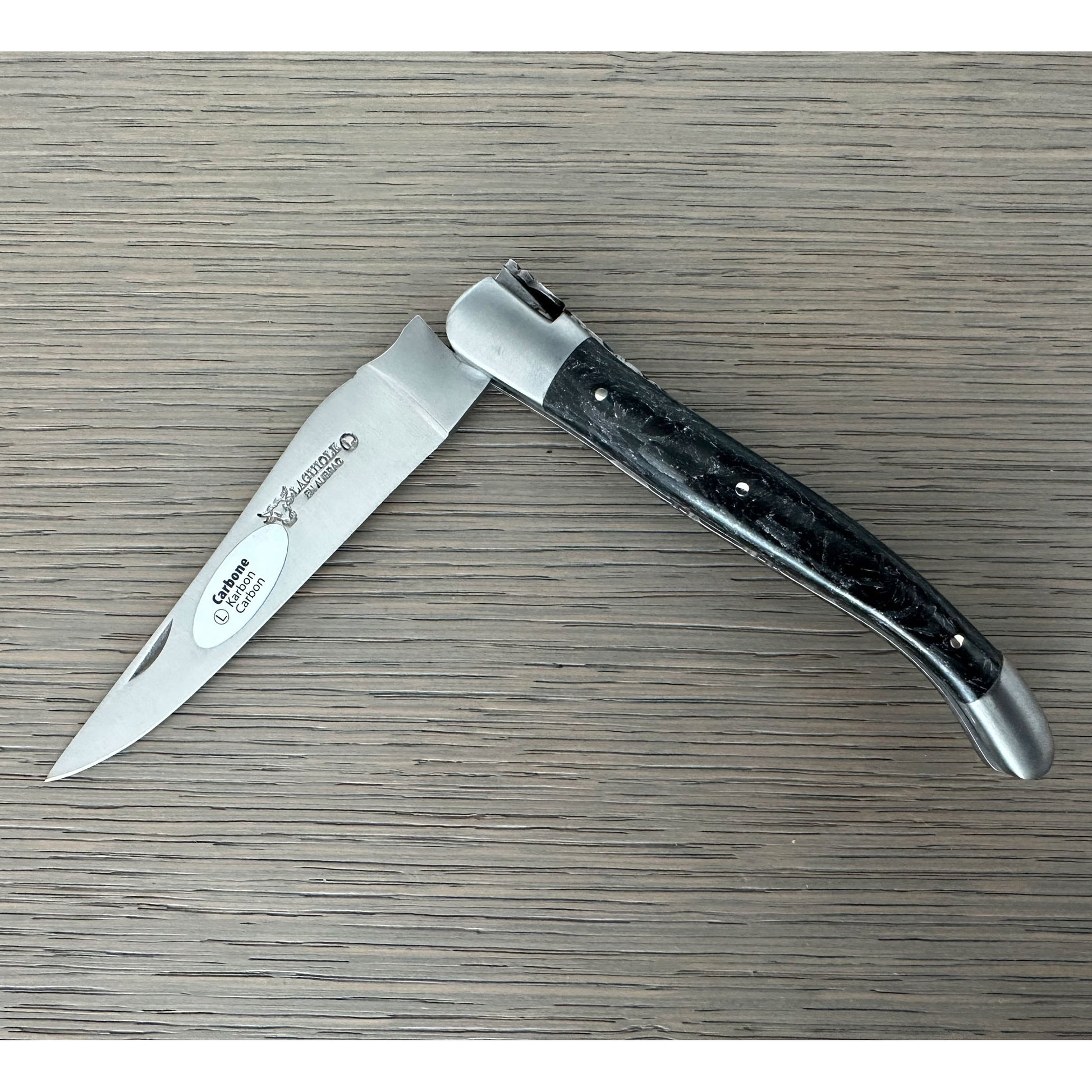 Laguiole en Aubrac Handcarved Plates Multipurpose Knife With Silver Carbon Handle, 4.75-Inches - LaguioleEnAubracShop