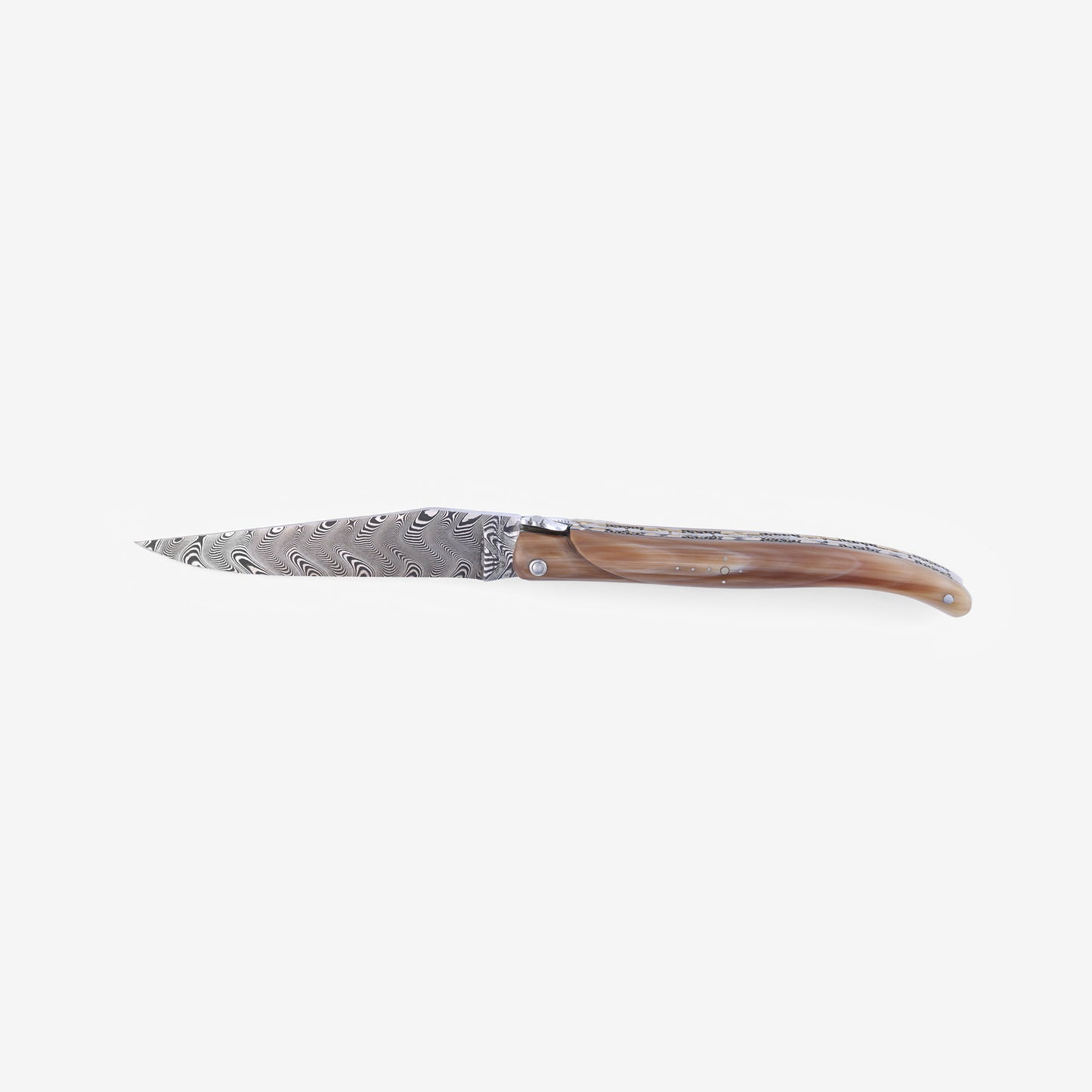 Laguiole en Aubrac Luxury Handcrafted Damascus Multipurpose Knife, Full Solid Horn Handle, 4.75-Inches - LaguioleEnAubracShop