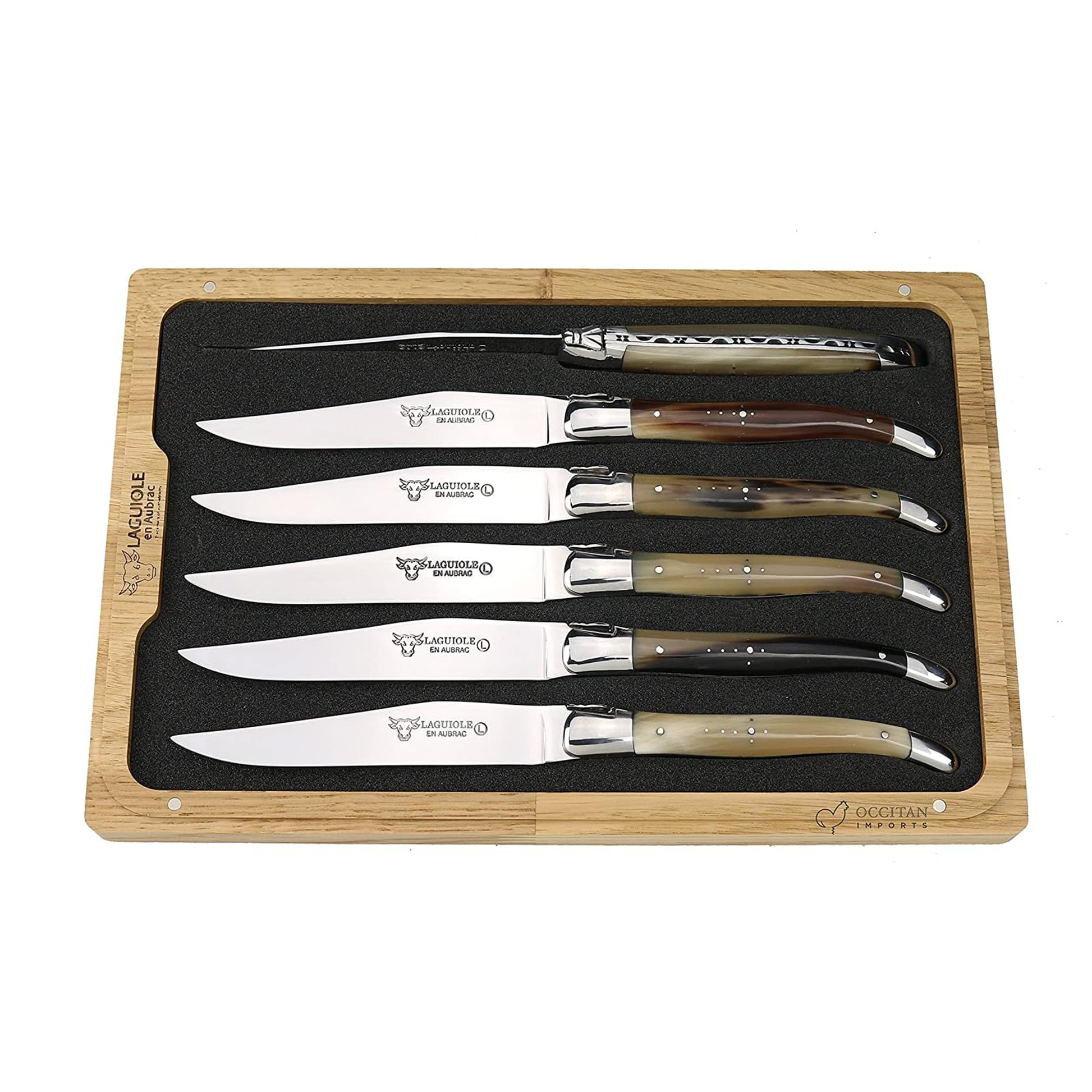 Laguiole en Aubrac Handcrafted Steak & Table Knife Set, Solid Horn Handle - LaguioleEnAubracShop