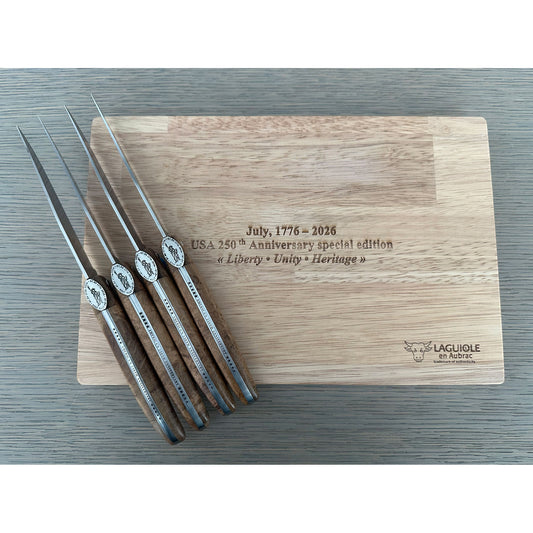 Laguiole en Aubrac Handcrafted Steak & Table Knife Set, Teak, 250th Anniversary Handle - LaguioleEnAubracShop