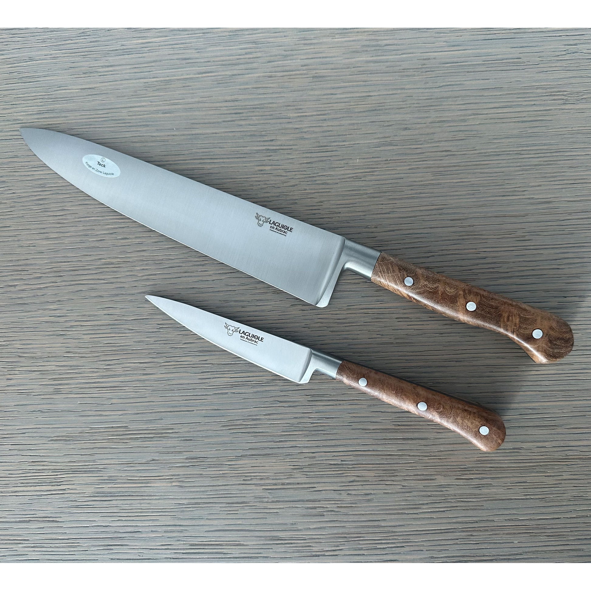 Laguiole en Aubrac Handcrafted Kitchen Knife Set, Teak Wood Handle - LaguioleEnAubracShop