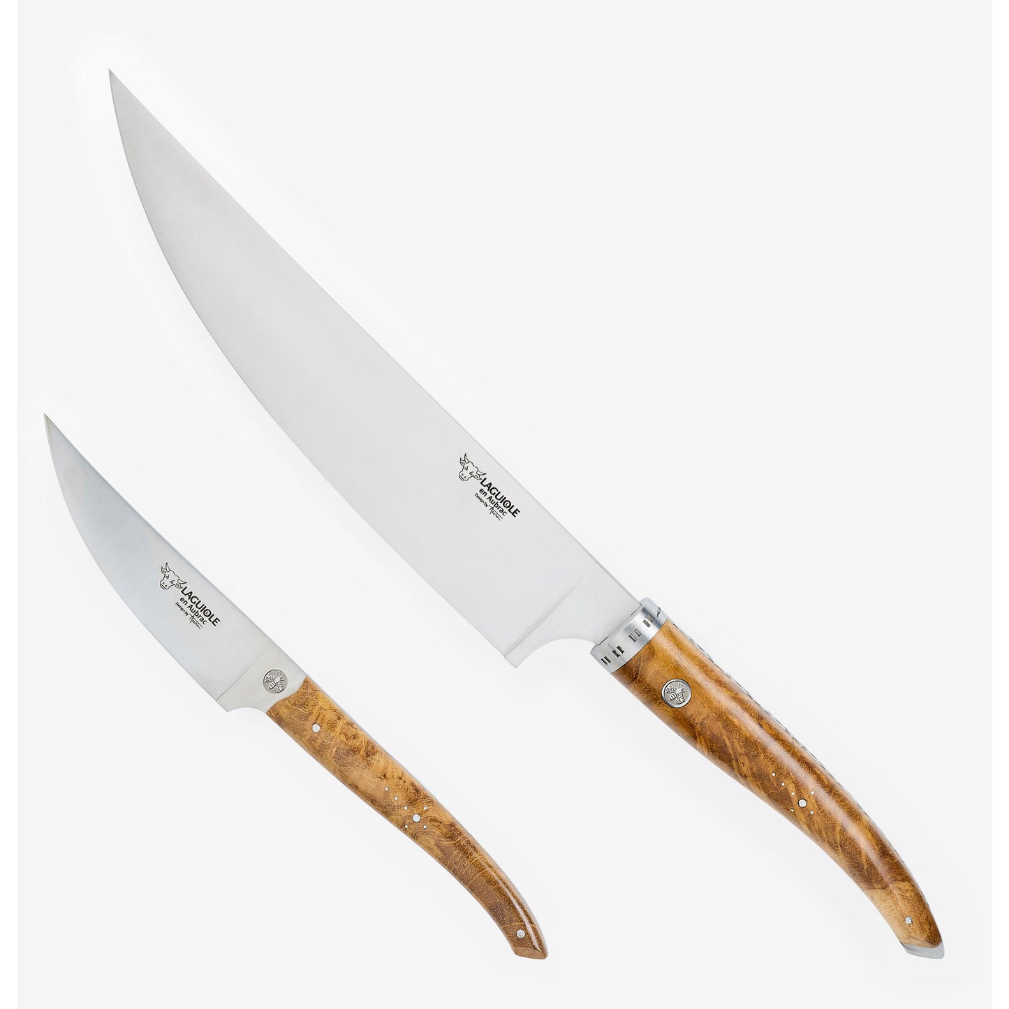 Laguiole en Aubrac Handcrafted Kitchen Knife Set, Teak Wood Handle - LaguioleEnAubracShop