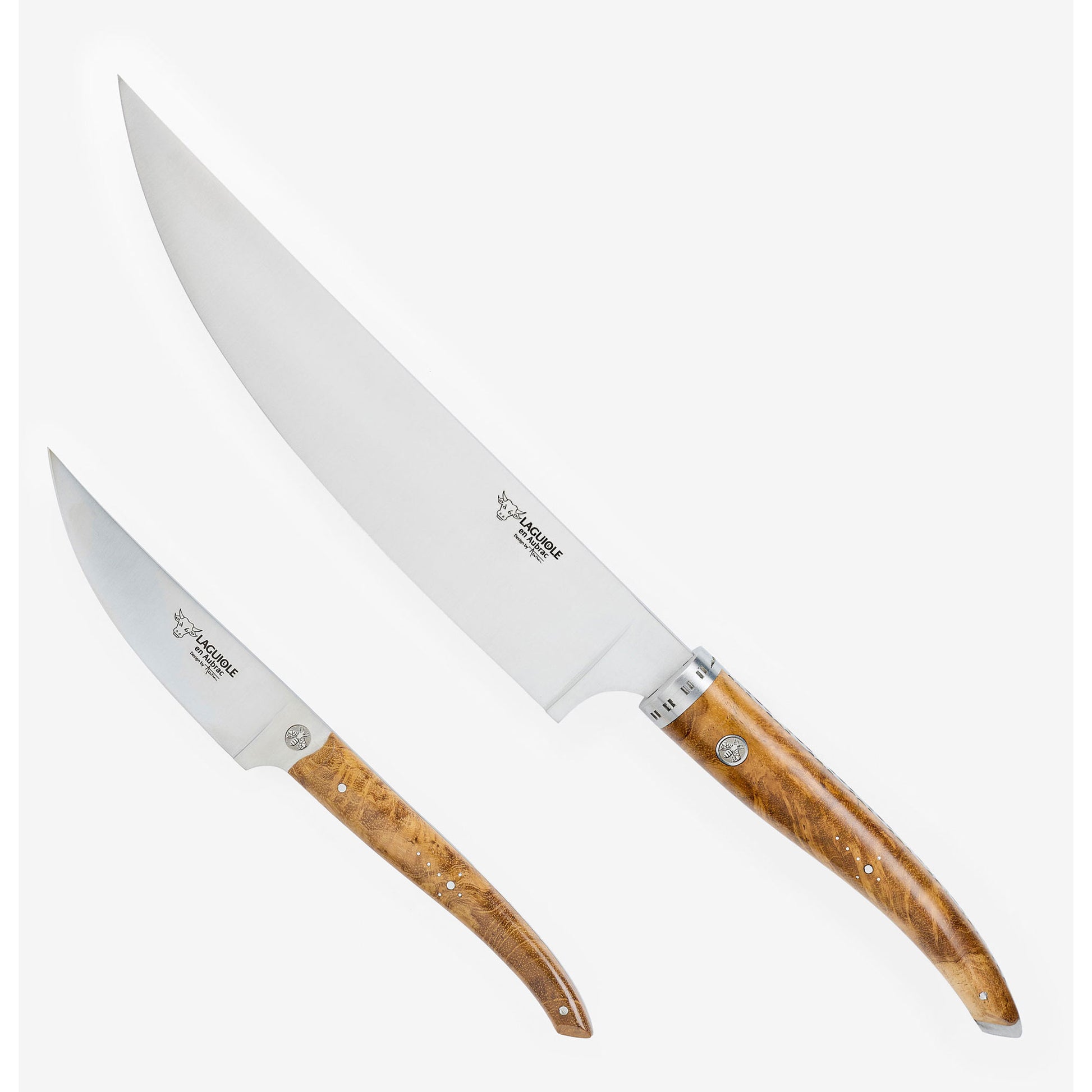 Laguiole en Aubrac Handcrafted Kitchen Knife Set, Teak Wood Handle - LaguioleEnAubracShop