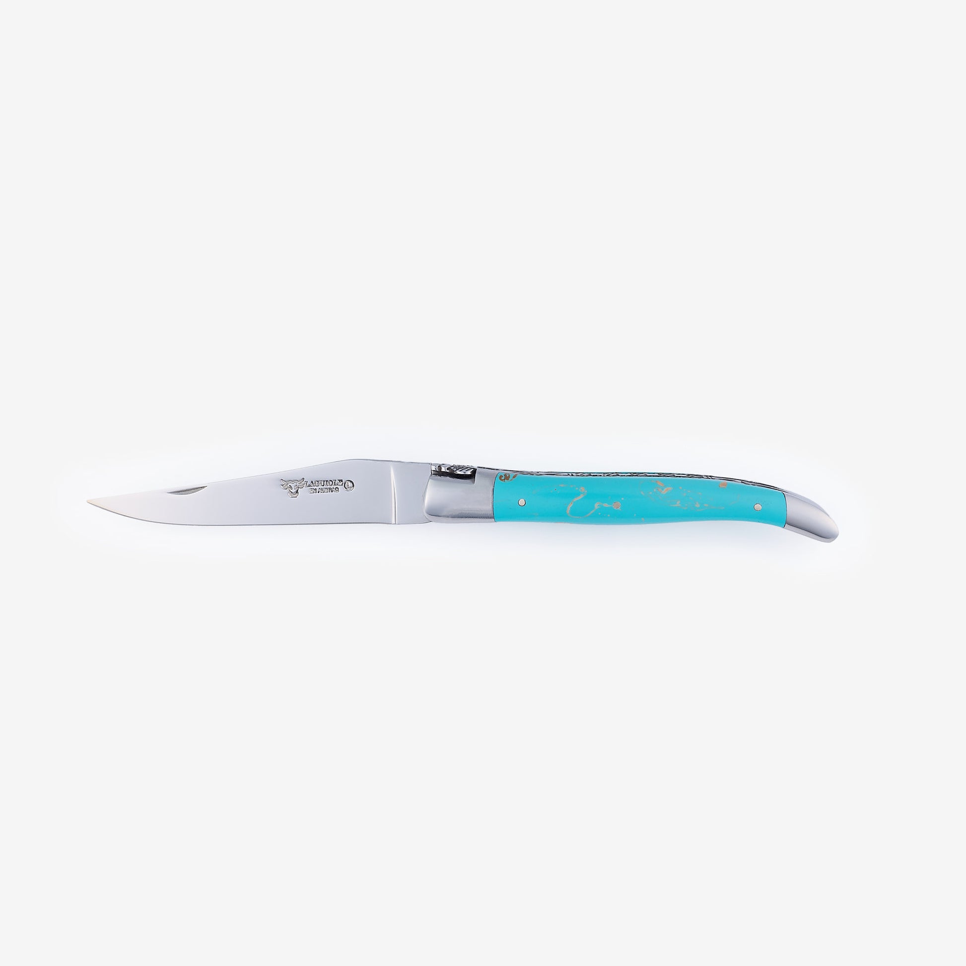 Laguiole en Aubrac Handcrafted Luxury Double Plated Multipurpose Knife with Turquoise Handle, 4.75-inches - LaguioleEnAubracShop