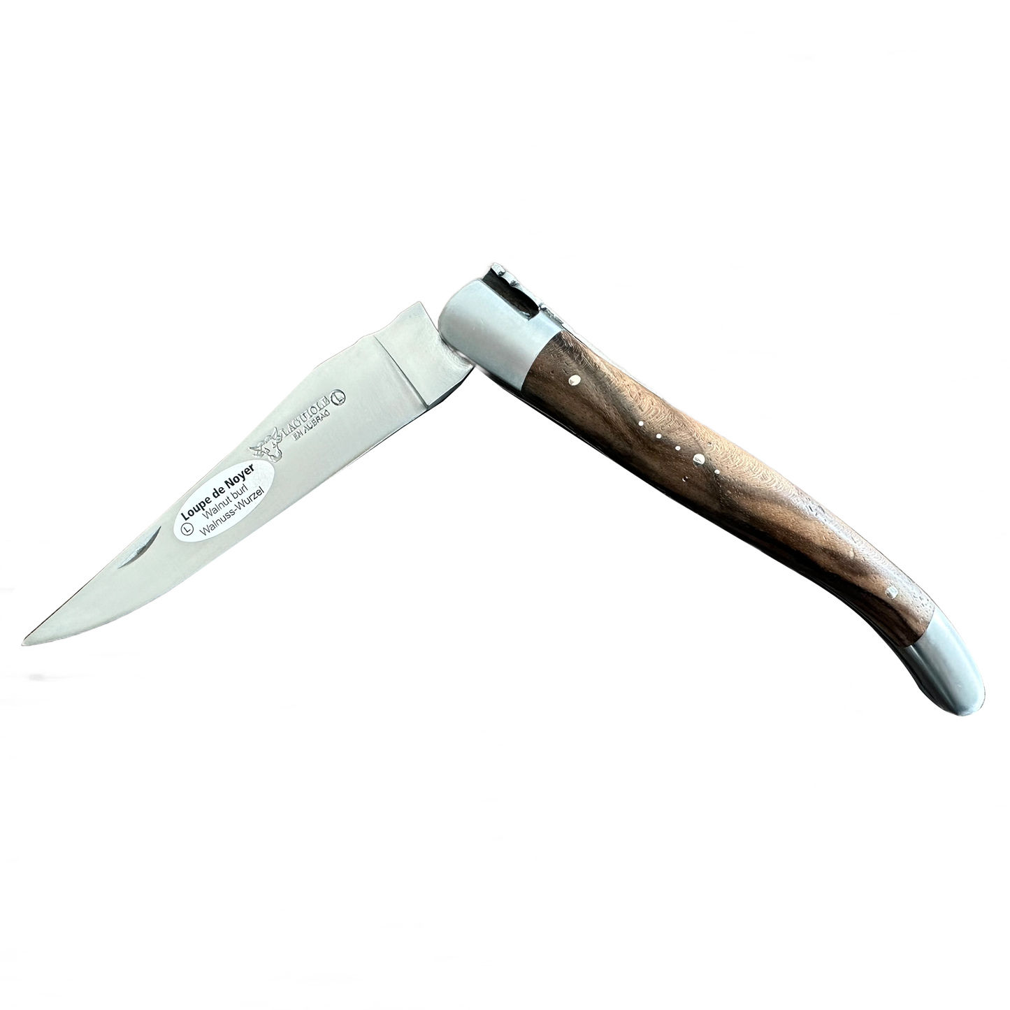 Laguiole en Aubrac Luxury Spring And Handcarved Plates Multipurpose Knife, With Walnut Burl Wood Handle, 4.75- Inches - LaguioleEnAubracShop