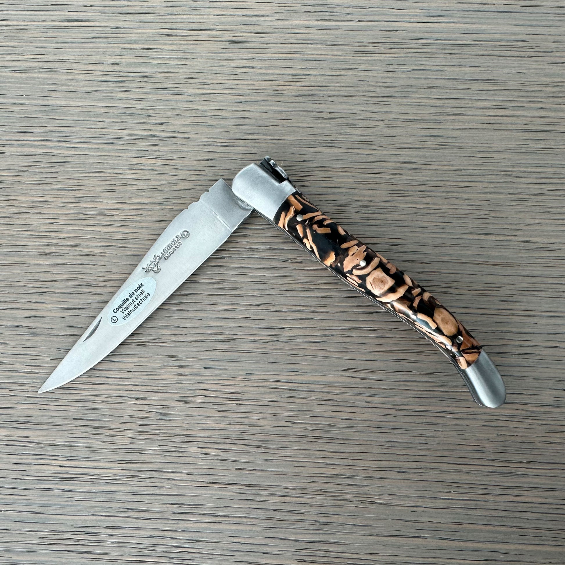 Laguiole en Aubrac Handcrafted Plate Multipurpose Knife, Walnut Shell Handle, 4.75- Inches - LaguioleEnAubracShop