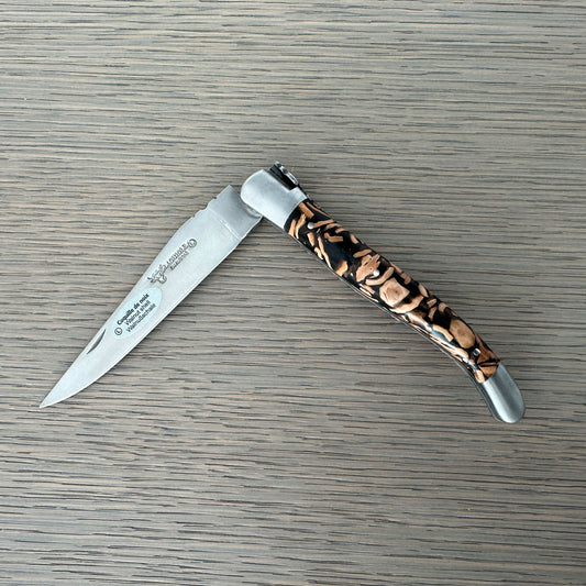 Laguiole en Aubrac Handcrafted Plate Multipurpose Knife, Walnut Shell Handle, 4.75- Inches - LaguioleEnAubracShop