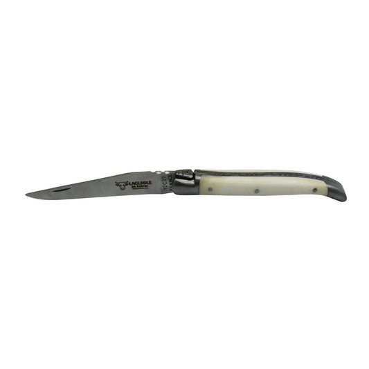 Laguiole en Aubrac Handcrafted Plated Multipurpose Knife, Zebu Bone, 3.5 inches - LaguioleEnAubracShop