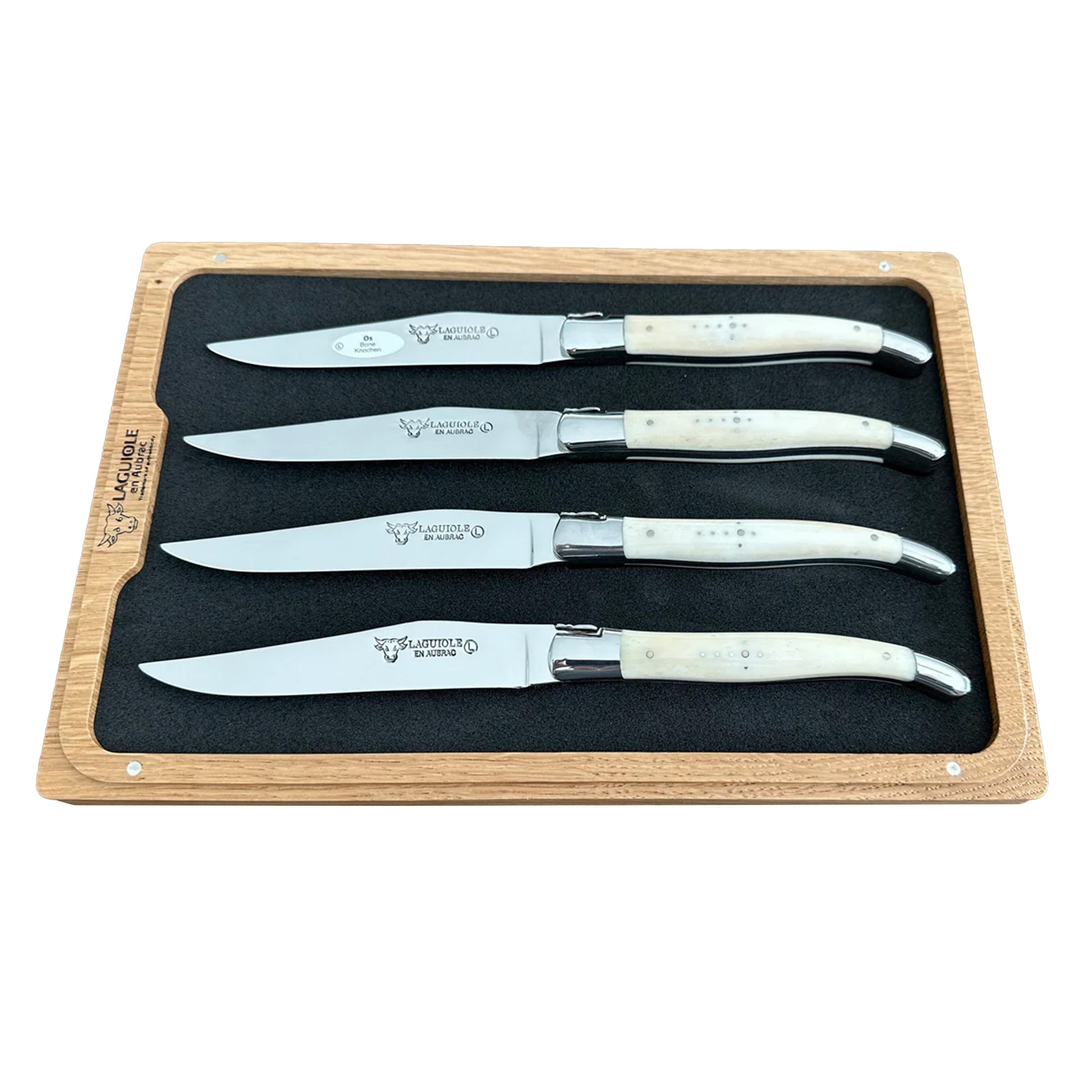 Laguiole en Aubrac Handcrafted Steak & Table Knife Set, Zebu Bone Handle - LaguioleEnAubracShop