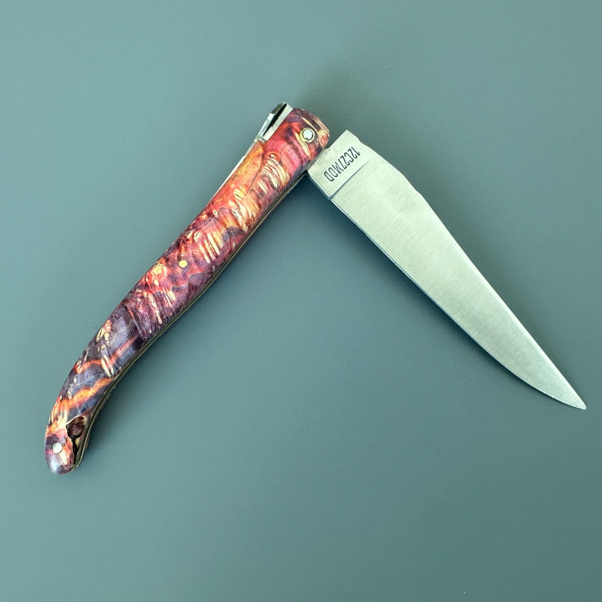 Laguiole en Aubrac Folding Knife Cosmos Space Bee, Bright Fire Elder Burl
